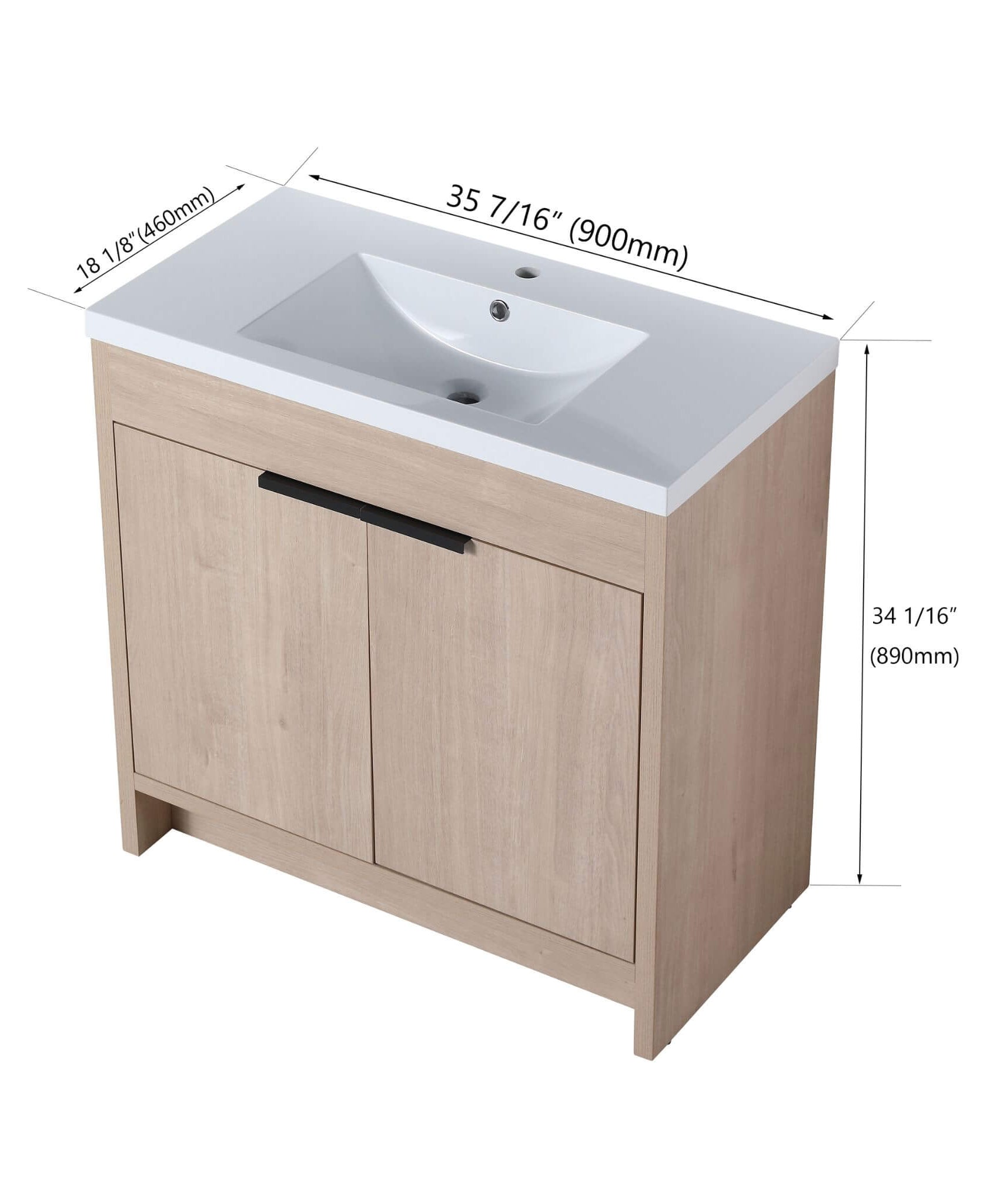 Nuvia 36-Inch Freestanding Bathroom Vanity With White Resin Sink (SAK39274)