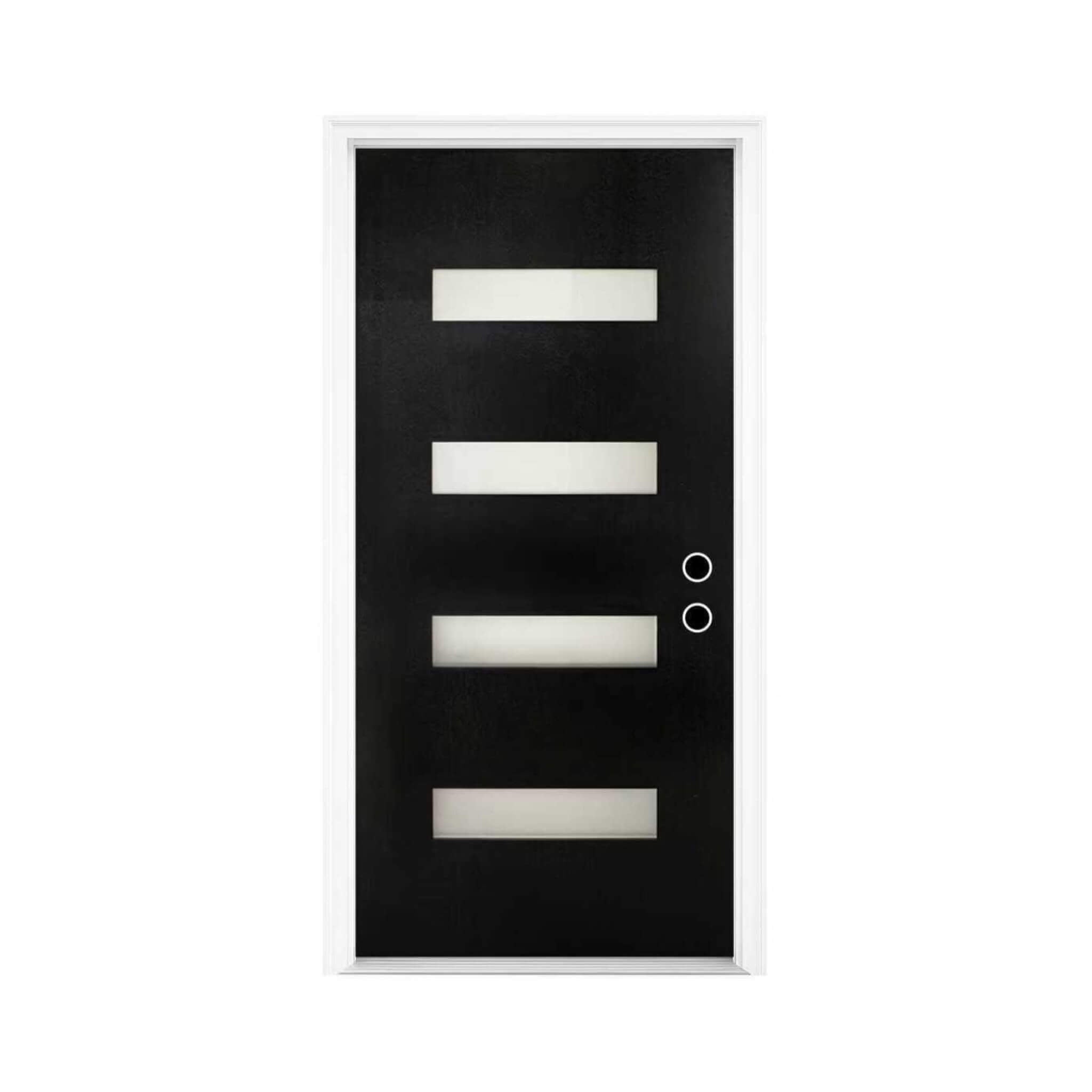 [36X80-Inch] Nuvia Contemporary Frosted Glass Fiberglass Left Inswing Front Door With 6-9/16 White Vinyl Frame (SAK78420)