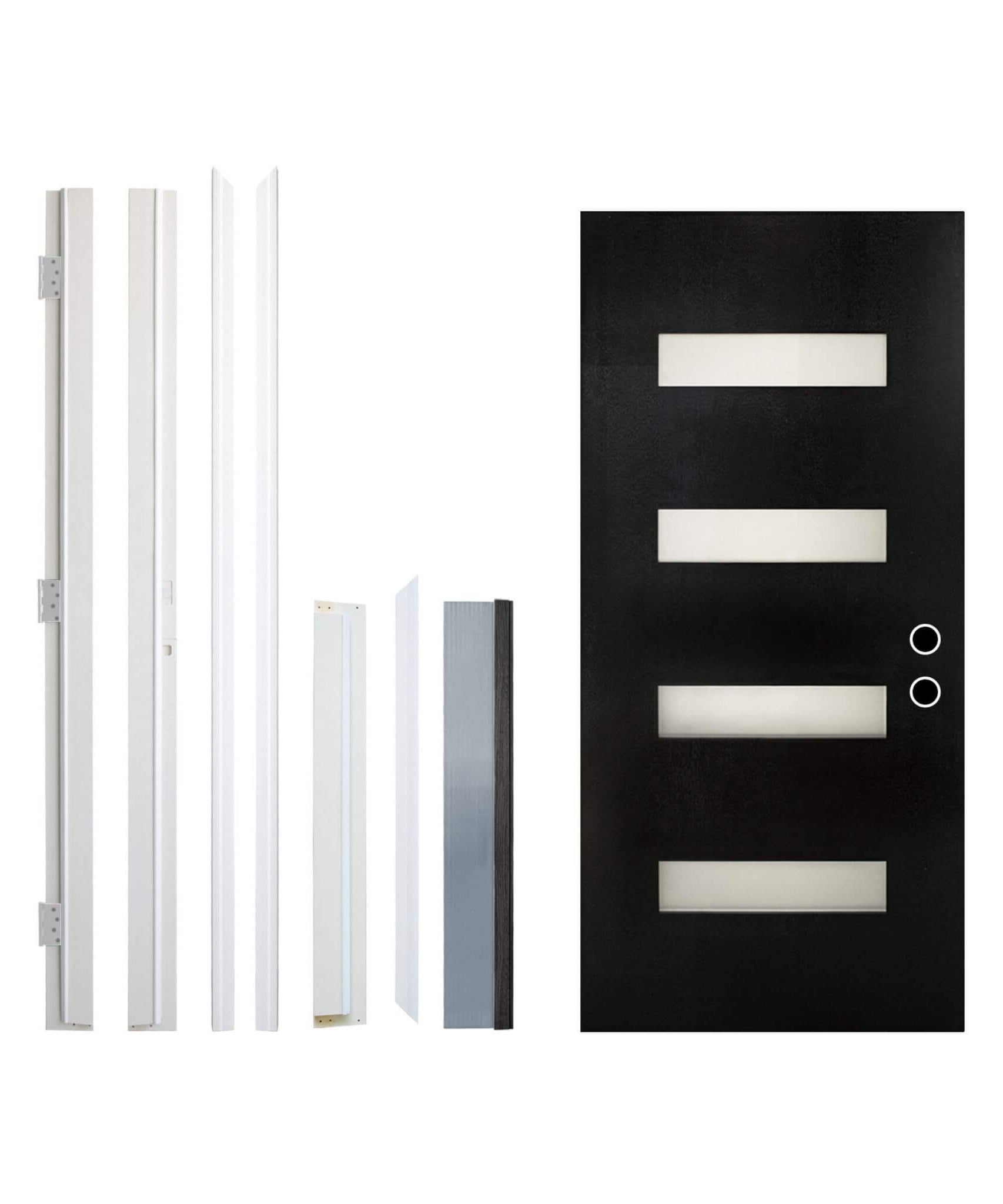 [36X80-Inch] Nuvia Contemporary Frosted Glass Fiberglass Left Inswing Front Door With 6-9/16 White Vinyl Frame (SAK78420)
