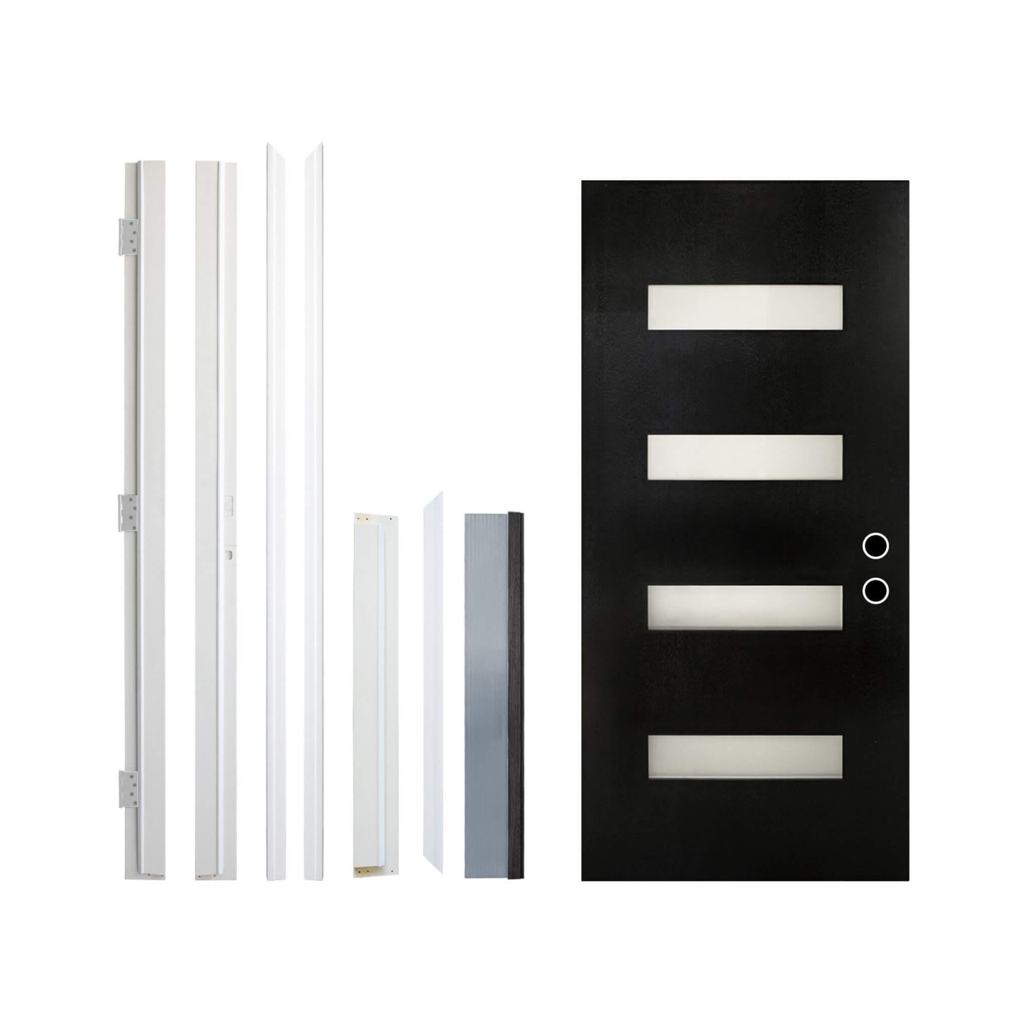 [36X80-Inch] Nuvia Contemporary Frosted Glass Fiberglass Left Inswing Front Door With 6-9/16 White Vinyl Frame (SAK78420)
