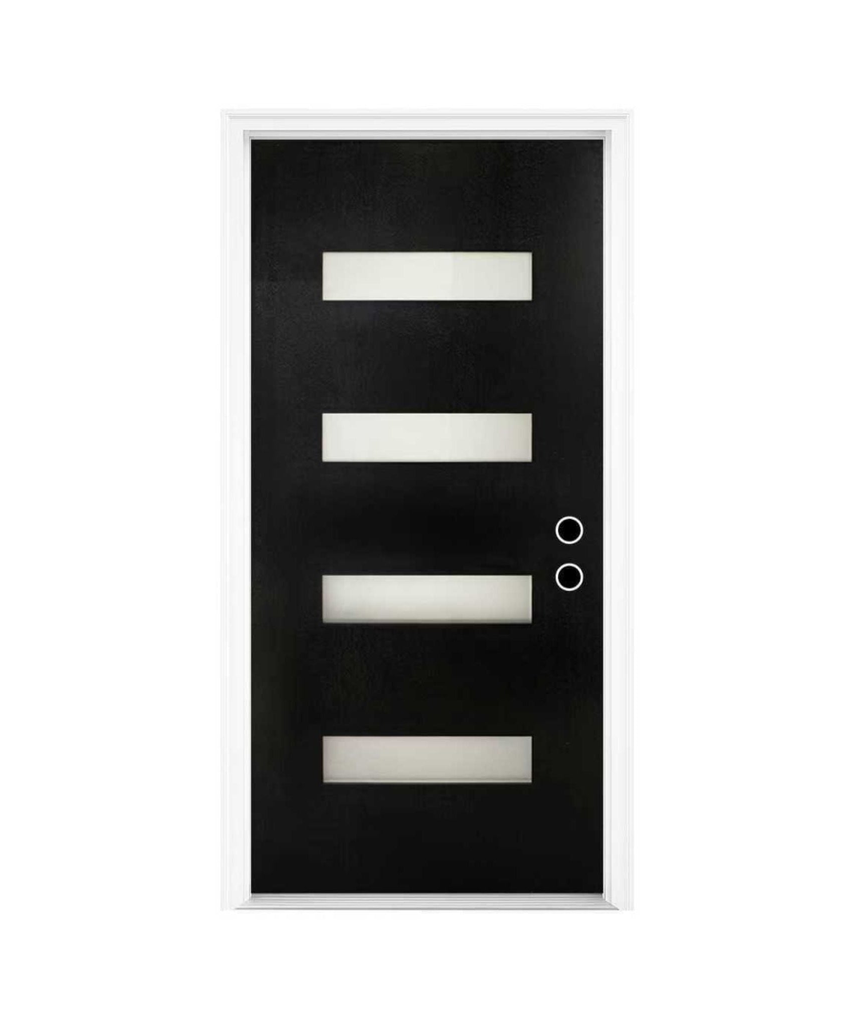 [36X80-Inch] Nuvia Modern Black Left Inswing Fiberglass Entry Door With 4-9/16 White Vinyl Frame (SAK52910)