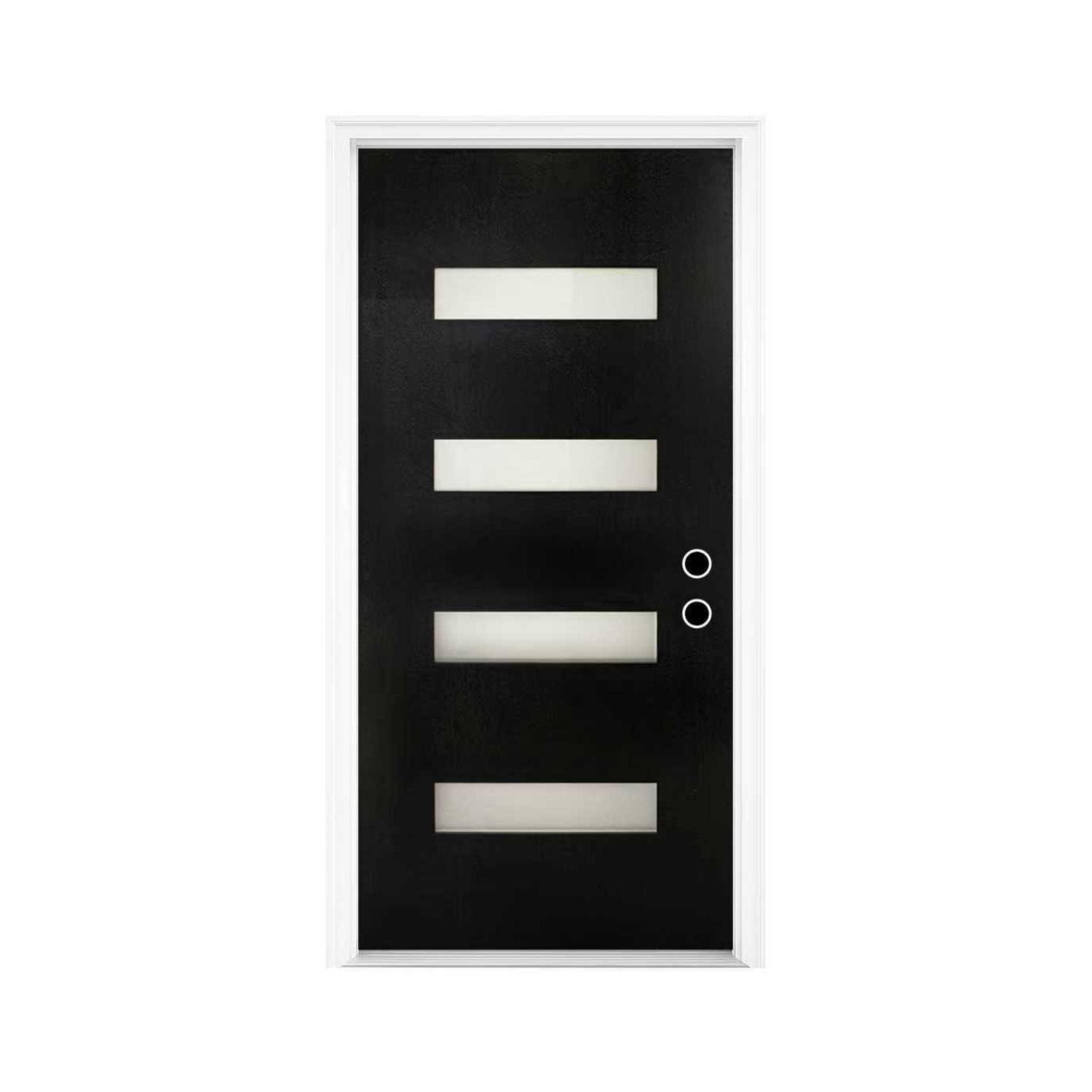 [36X80-Inch] Nuvia Modern Black Left Inswing Fiberglass Entry Door With 4-9/16 White Vinyl Frame (SAK52910)