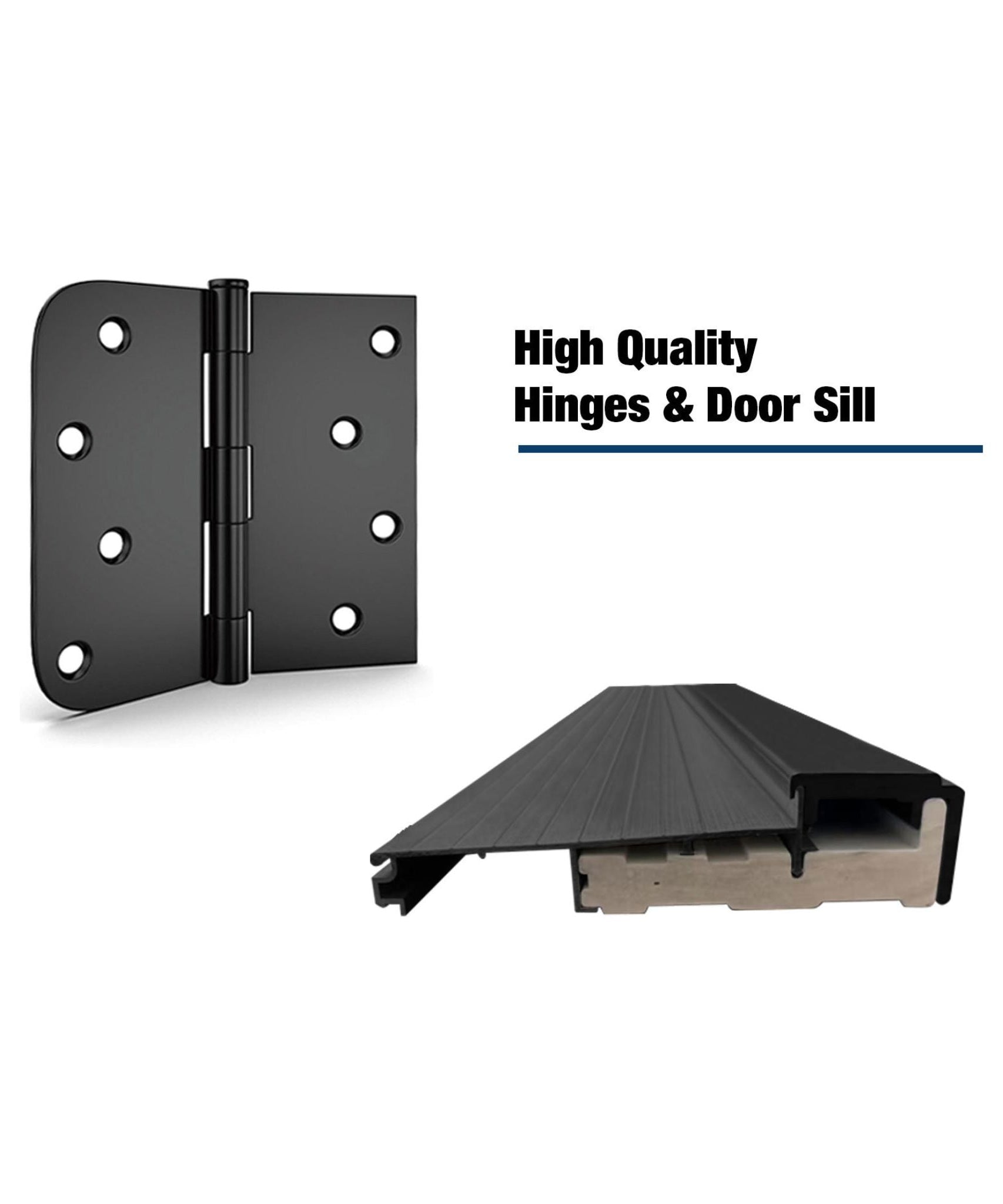 [36X80-Inch] Nuvia Modern Black Left Inswing Fiberglass Entry Door With 4-9/16 White Vinyl Frame (SAK52910)