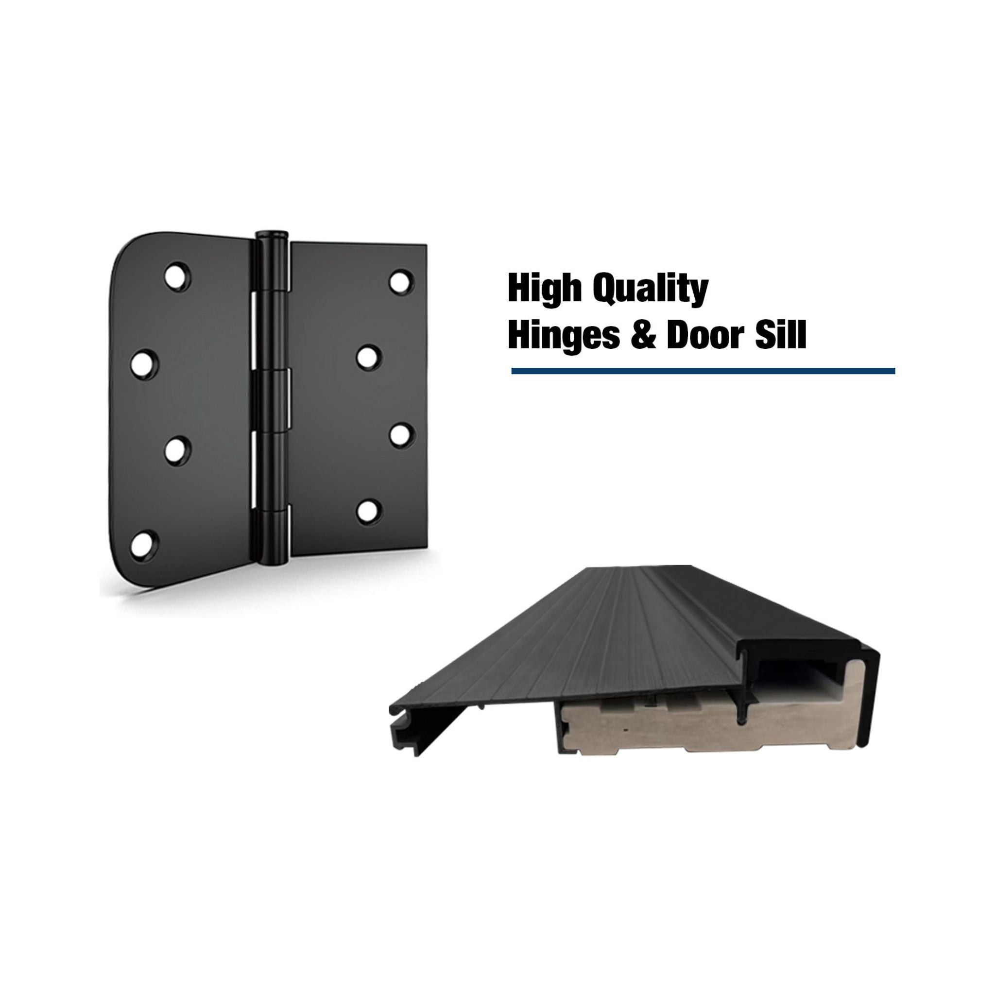 [36X80-Inch] Nuvia Modern Black Left Inswing Fiberglass Entry Door With 4-9/16 White Vinyl Frame (SAK52910)