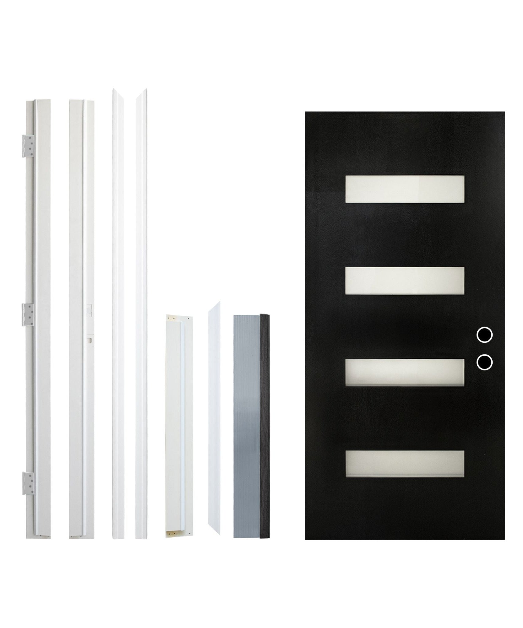 [36X80-Inch] Nuvia Modern Black Left Inswing Fiberglass Entry Door With 4-9/16 White Vinyl Frame (SAK52910)