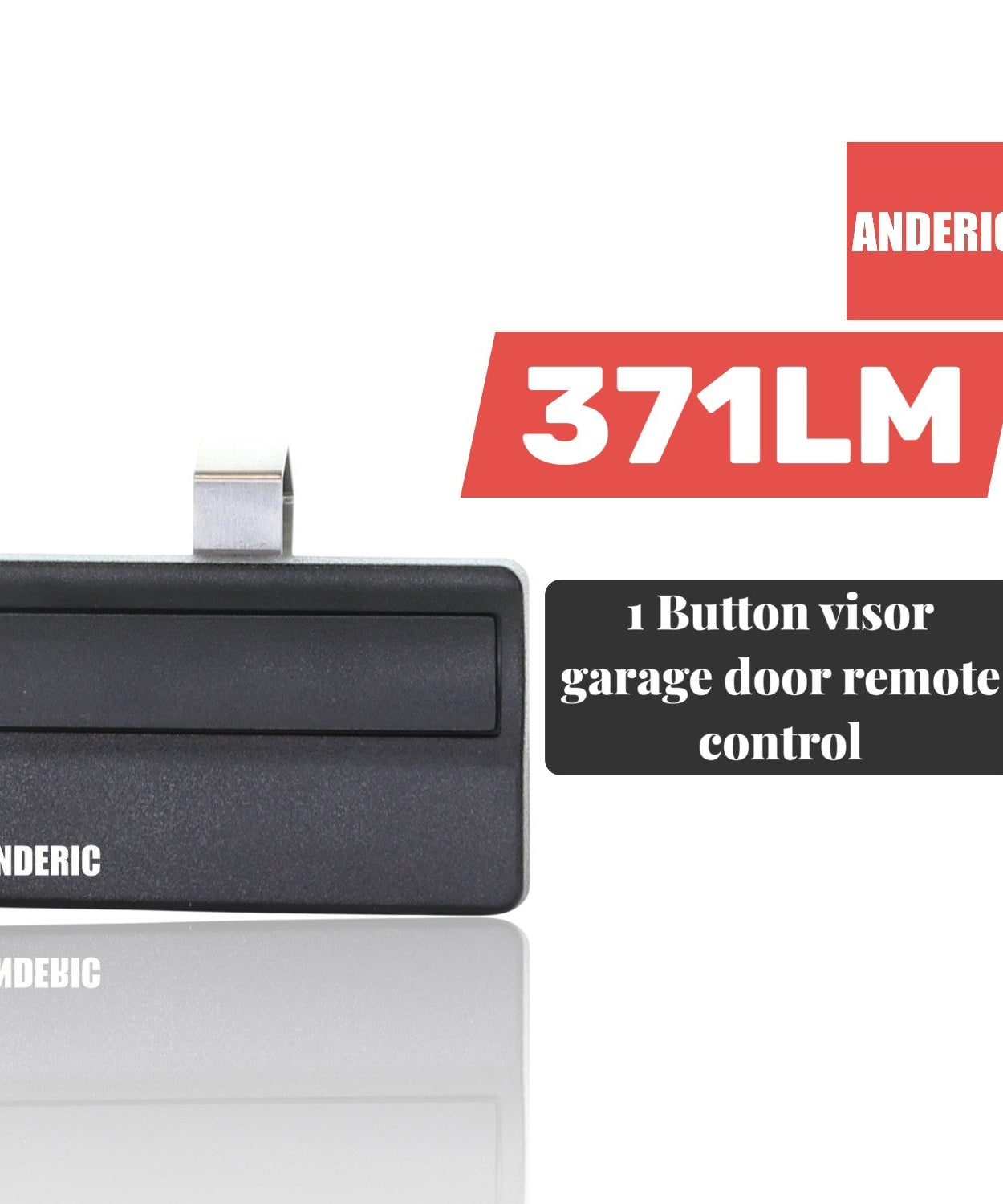 Anderic 371LM 1-Button Visor Garage Door Opener Remote Control for Liftmaster with Purple Learn Key - 315MHz