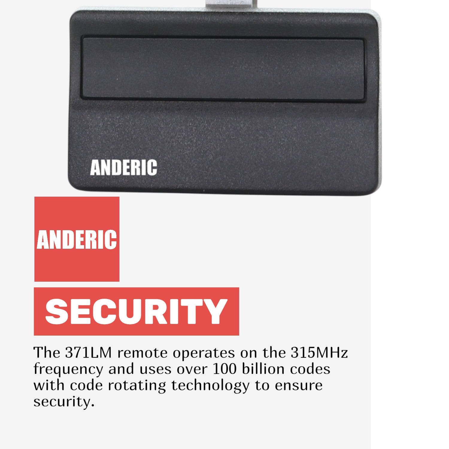 Anderic 371LM 1-Button Visor Garage Door Opener Remote Control for Liftmaster with Purple Learn Key - 315MHz