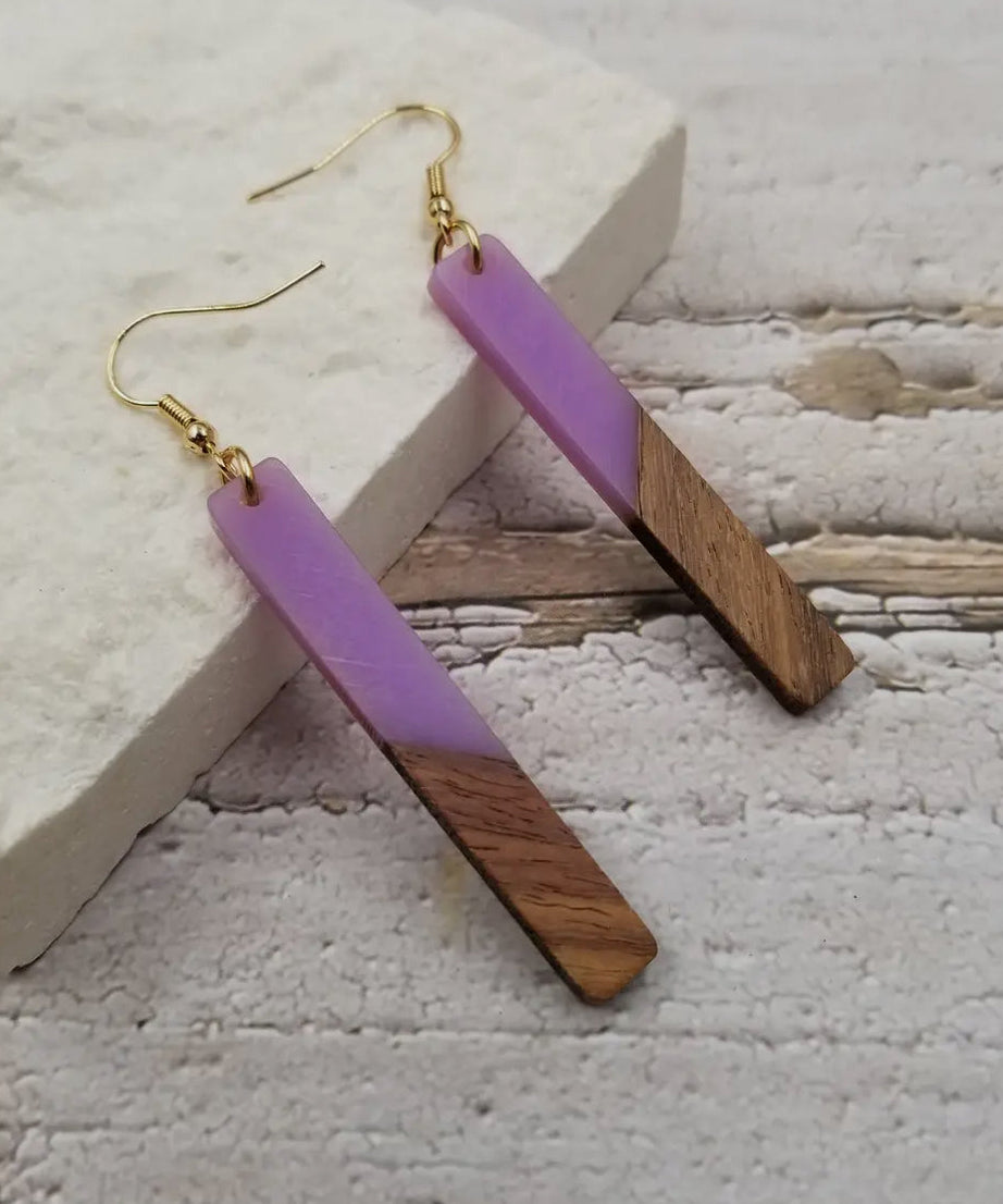 Resin Wood Earrings