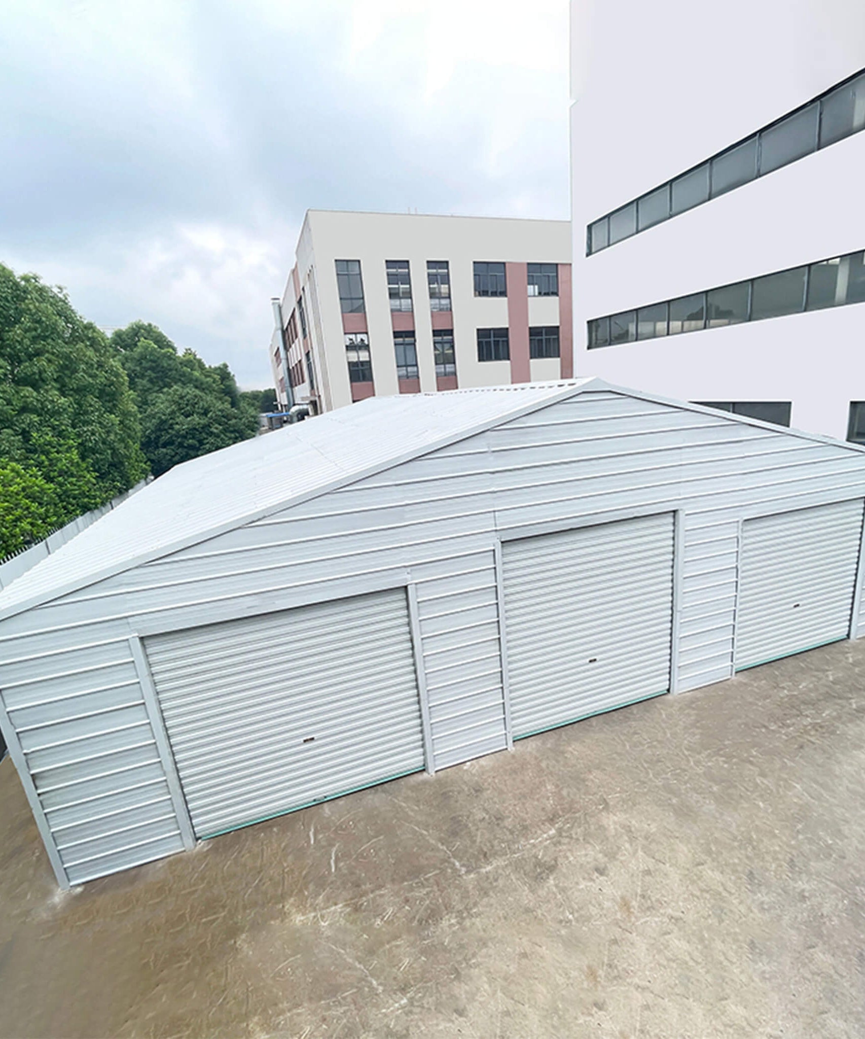 [39X39FT] Extra-Large Heavy-Duty Galvanized Steel Barn Building Shed With 3 Rolling Door Garages (SAK10234)