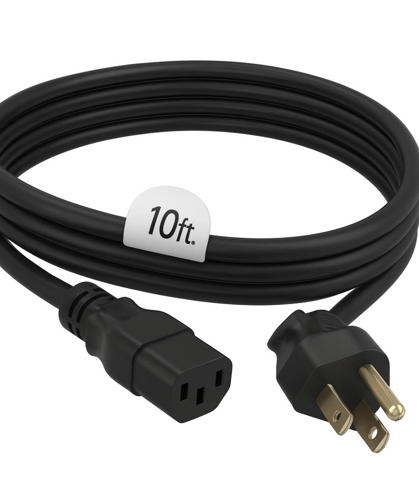 Anderic Universal 10 Foot AC AWG Power Cable | 3 Prong | 3 Prong Female - 10FT3PPC