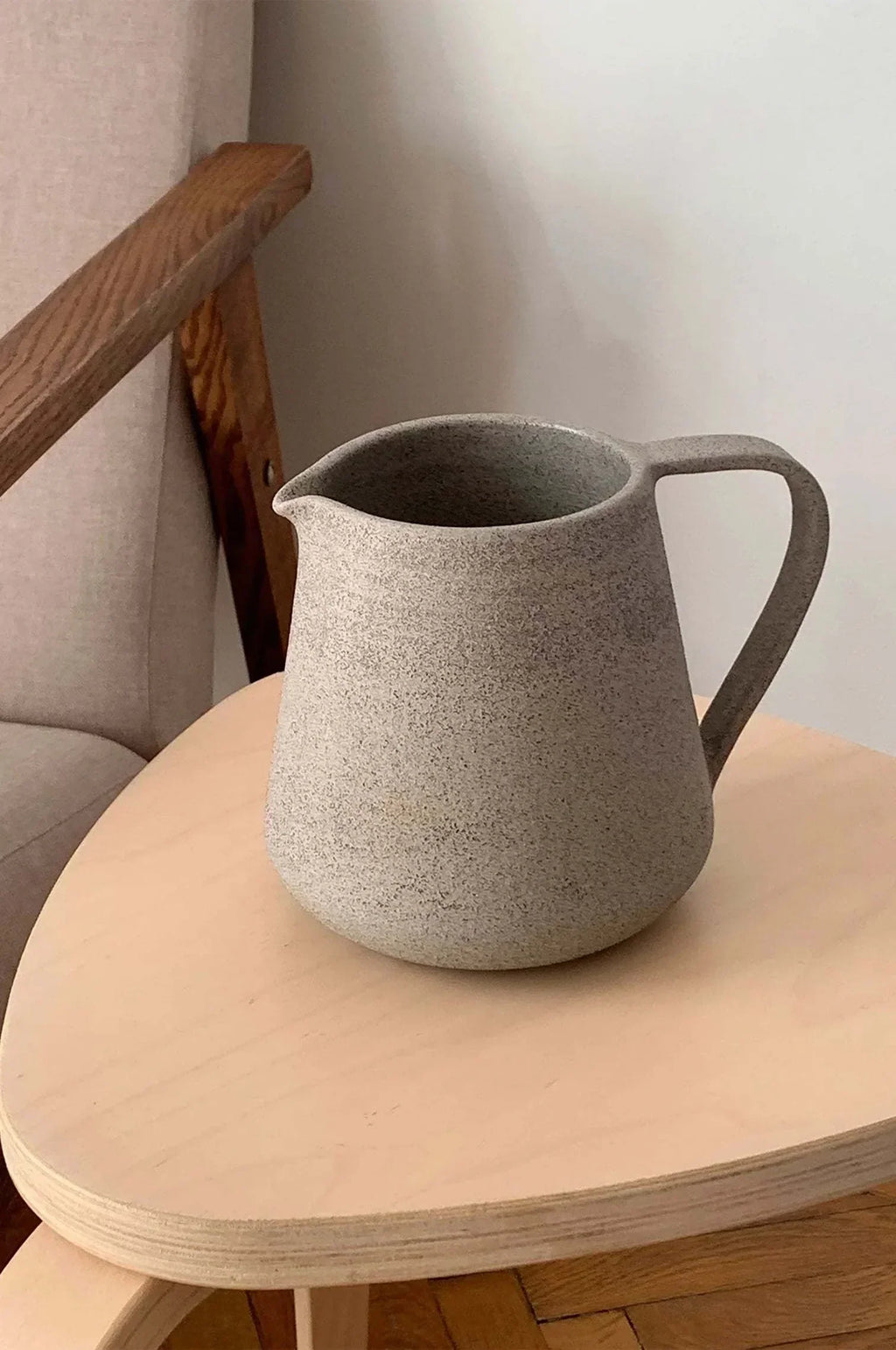 Handmade Stoneware Pitcher Concrete