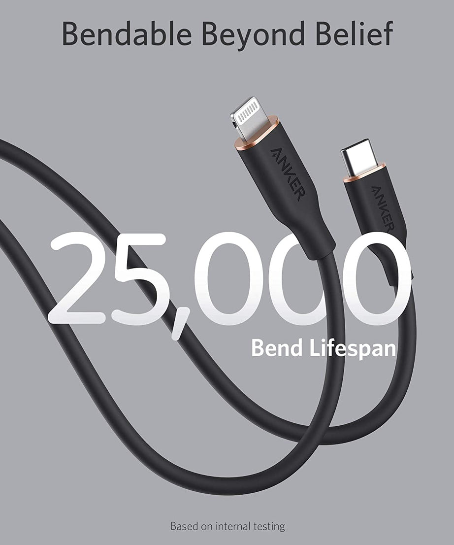 Anker <b>641</b> USB-C to Lightning Cable (Flow, 3 ft Silicone)