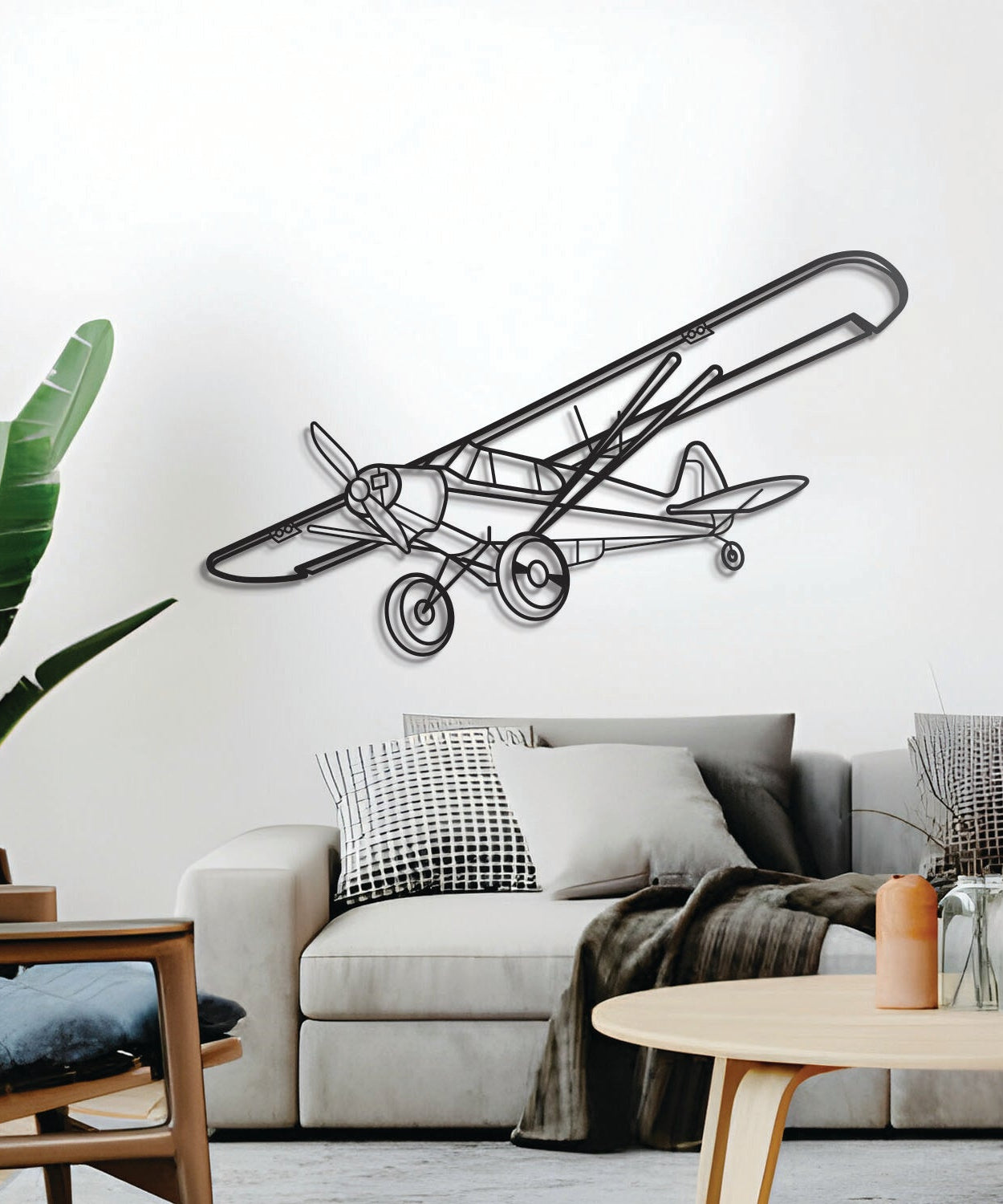 Super Cub Metallflugzeug Wandkunst - NCP0139