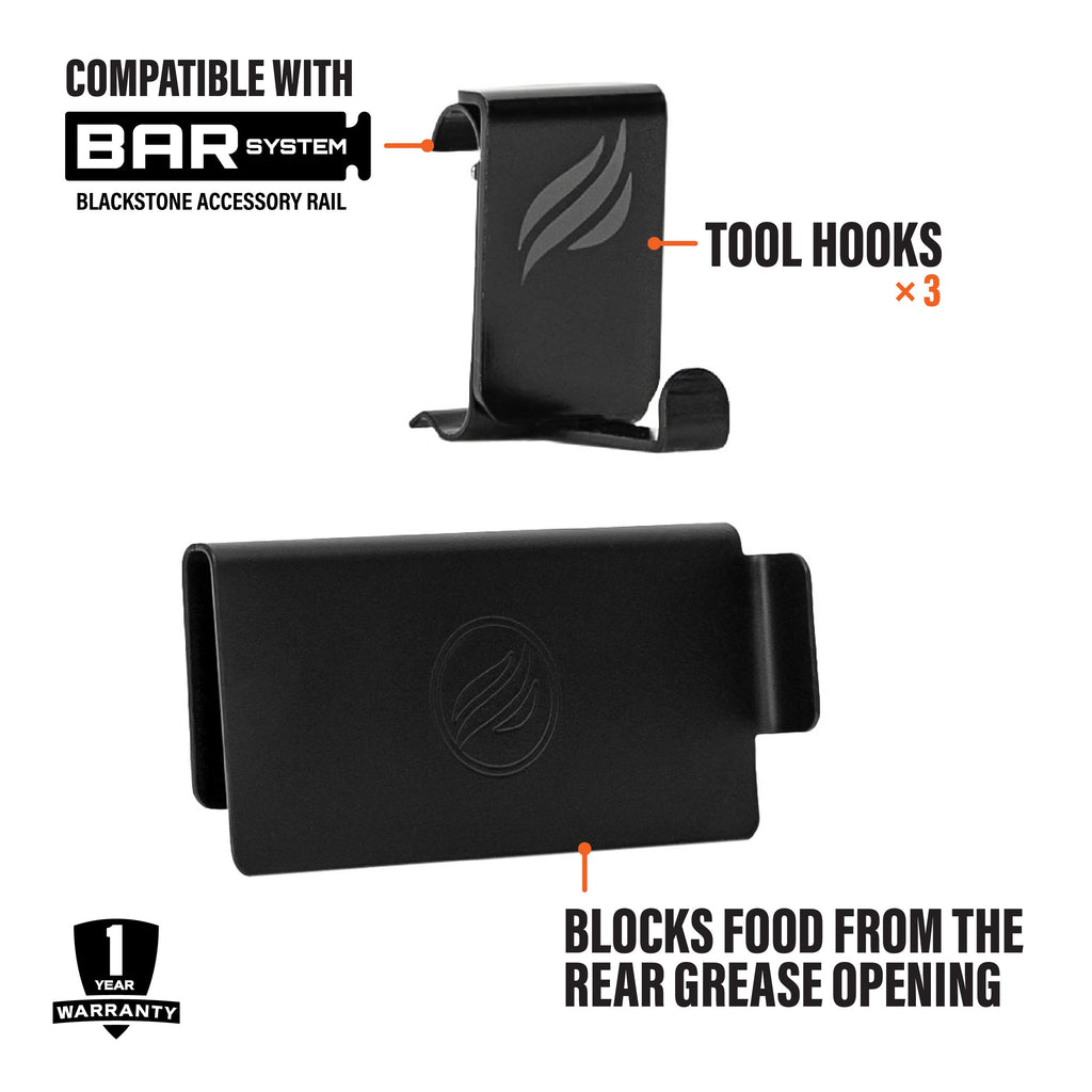 Blackstone BAR System Side Shelf Rail Accessory - Tool Hooks & Grease Gate
