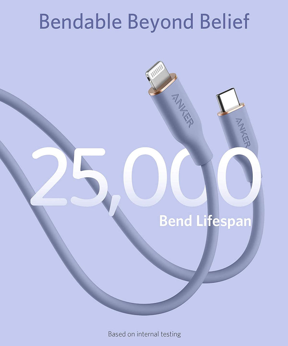 Anker <b>641</b> USB-C to Lightning Cable (Flow, 3 ft Silicone)
