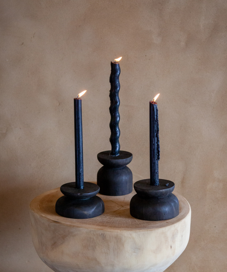 Organic Wood Taper Candlestick Holder