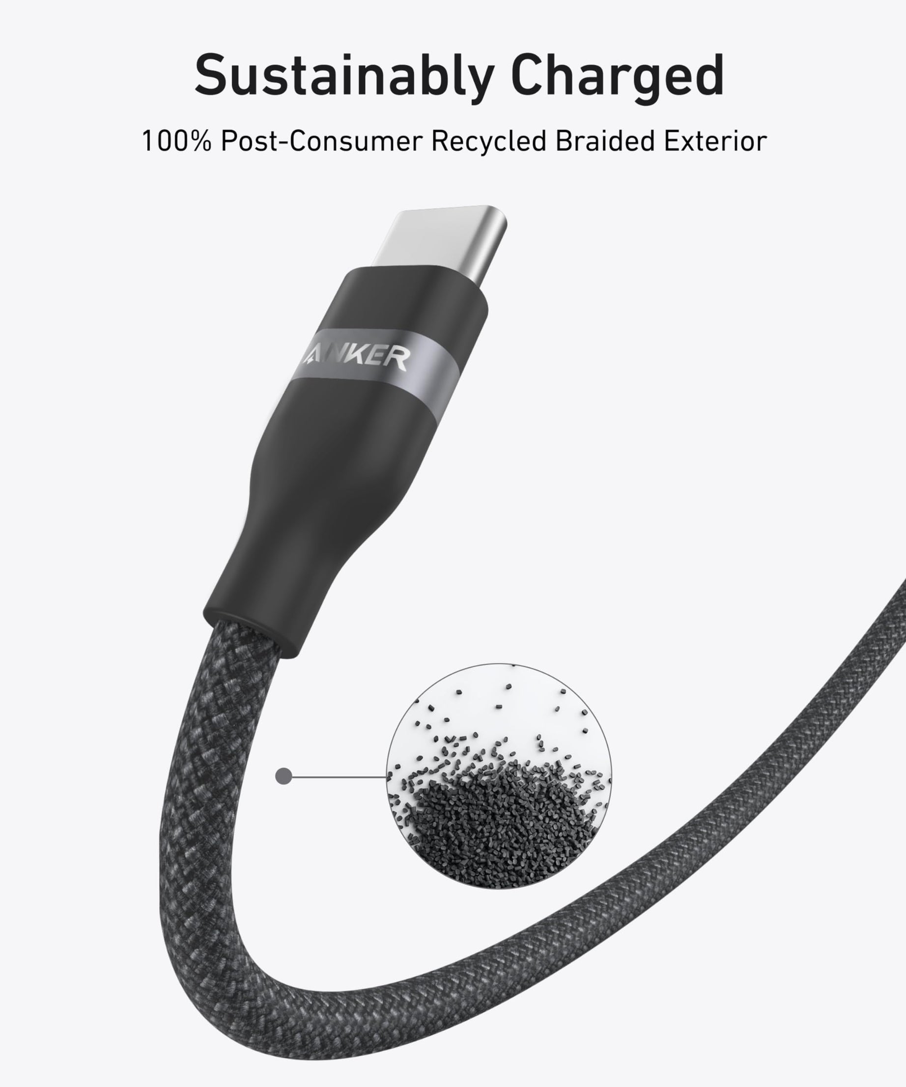 Anker USB-C to USB-C Cable (3 ft / 6 ft, 240W, Upcycled-Braided)