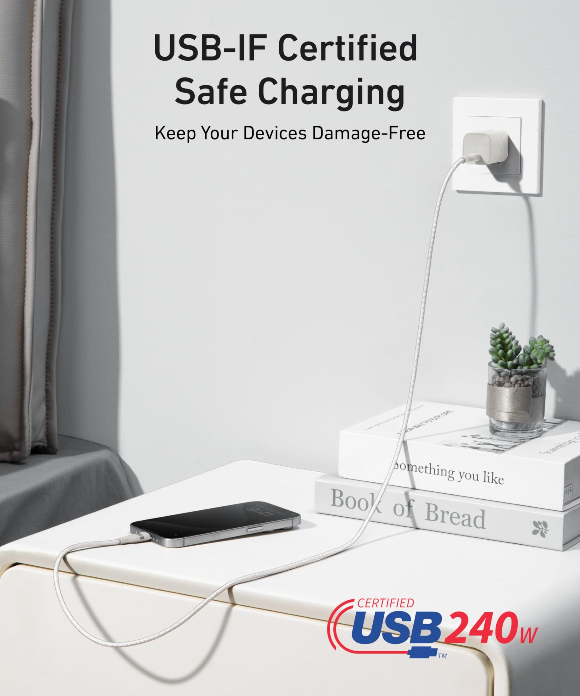 Anker USB-C to USB-C Cable (3 ft / 6 ft, 240W, Upcycled-Braided)