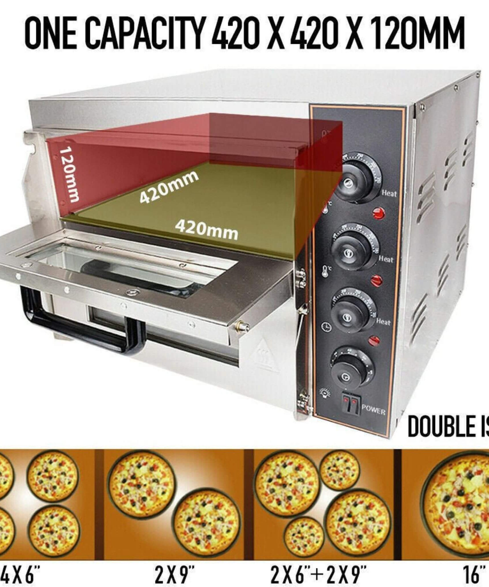 Heavy-Duty 3KW Electric Commercial Stainless Steel Double Deck Pizza Oven (SAK81427)