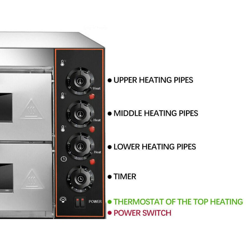Heavy-Duty 3KW Electric Commercial Stainless Steel Double Deck Pizza Oven (SAK81427)