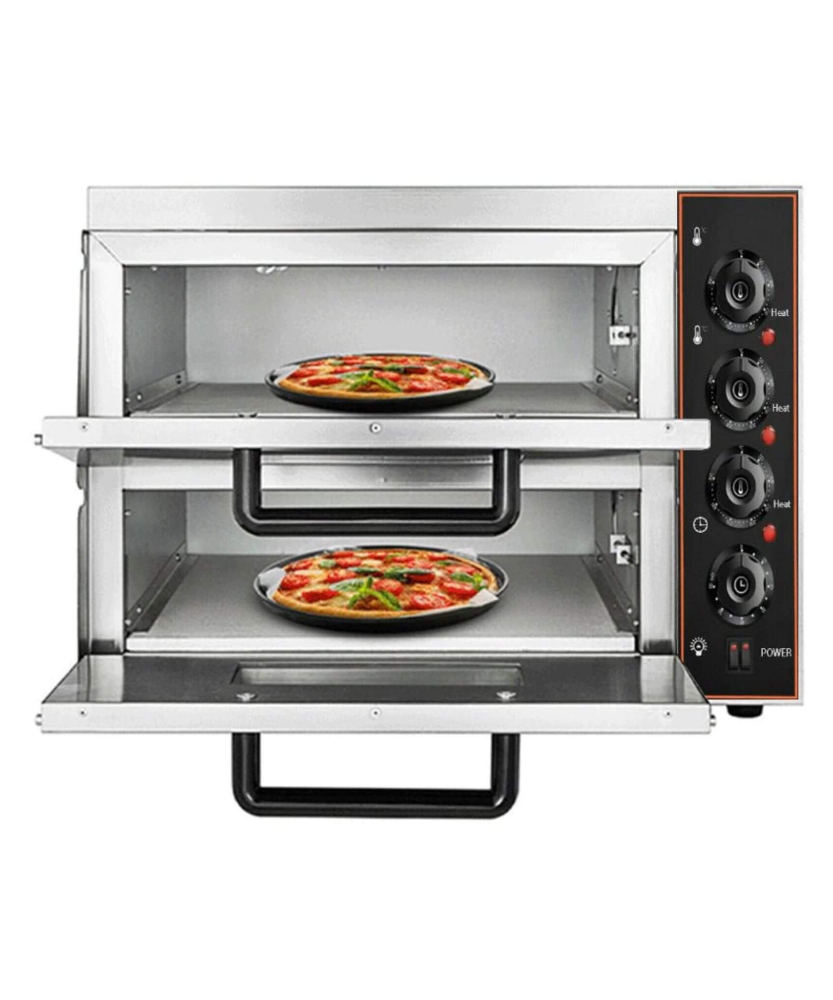 Heavy-Duty 3KW Electric Commercial Stainless Steel Double Deck Pizza Oven (SAK81427)
