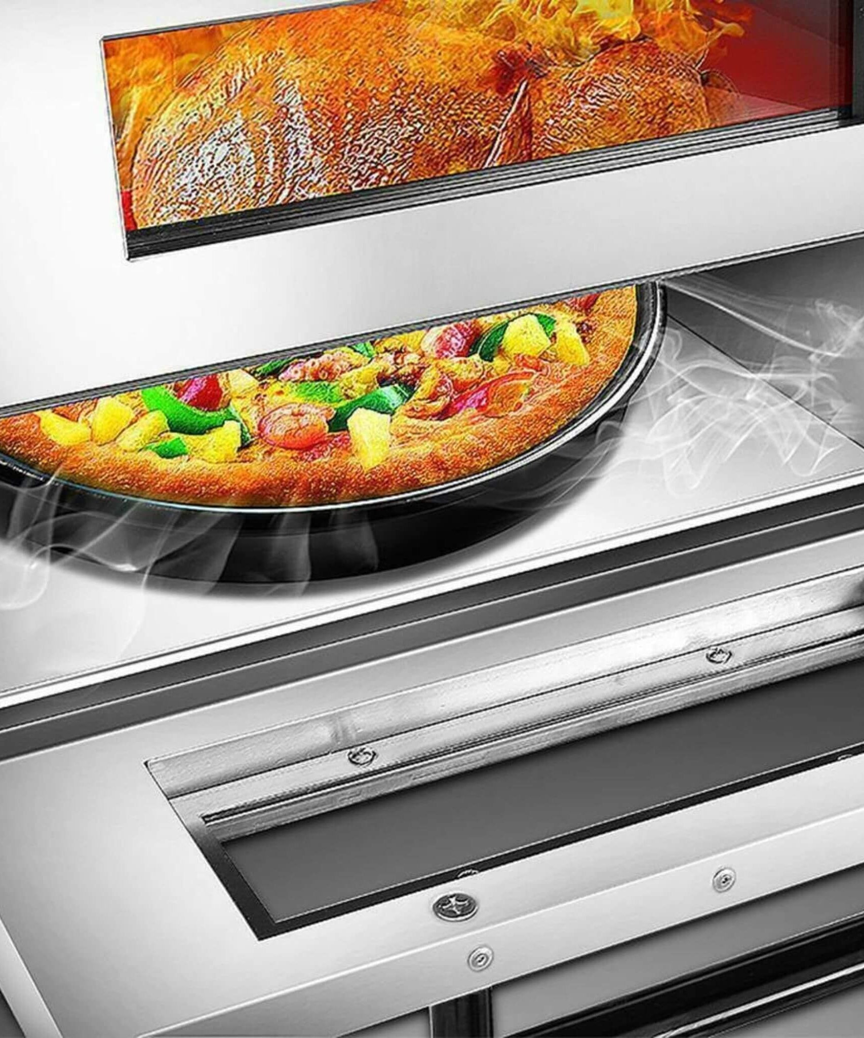 Heavy-Duty 3KW Electric Commercial Stainless Steel Double Deck Pizza Oven (SAK81427)
