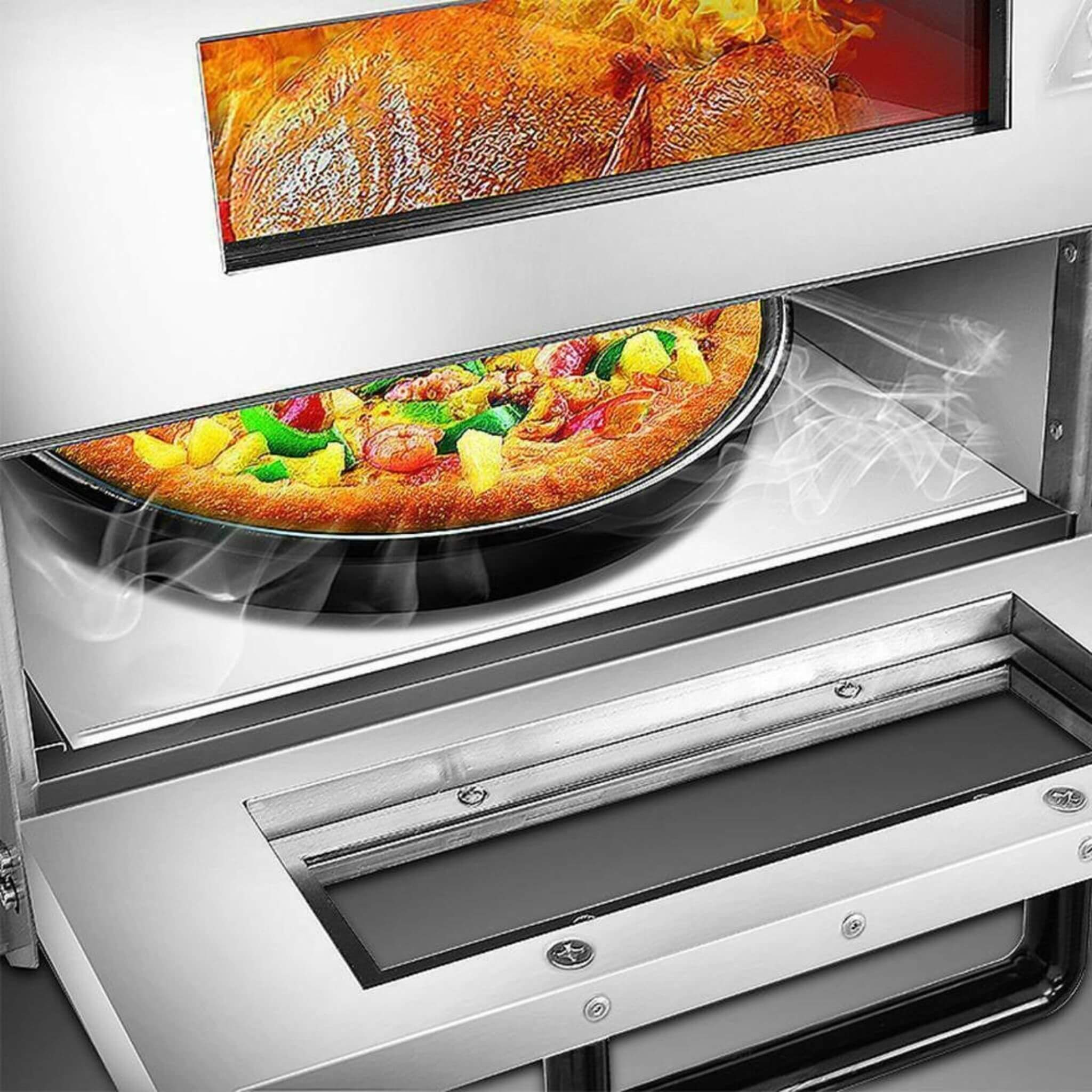 Heavy-Duty 3KW Electric Commercial Stainless Steel Double Deck Pizza Oven (SAK81427)