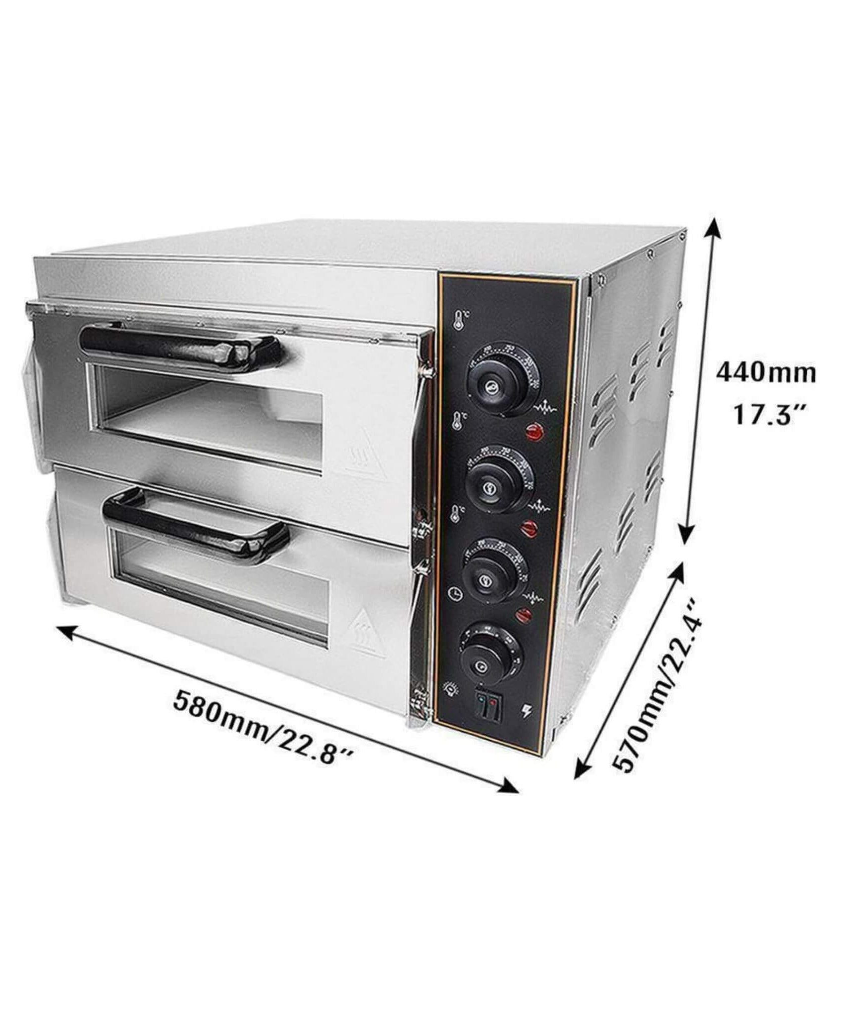 Heavy-Duty 3KW Electric Commercial Stainless Steel Double Deck Pizza Oven (SAK81427)