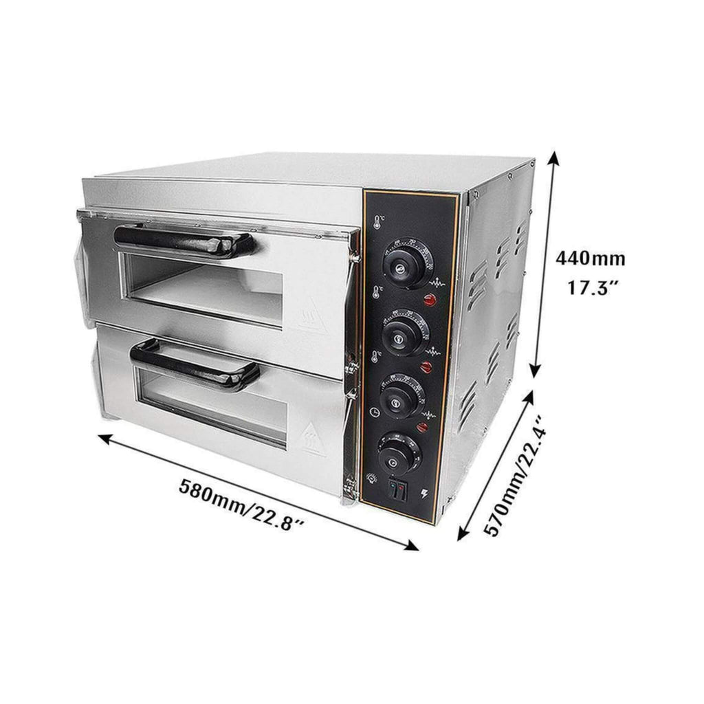 Heavy-Duty 3KW Electric Commercial Stainless Steel Double Deck Pizza Oven (SAK81427)