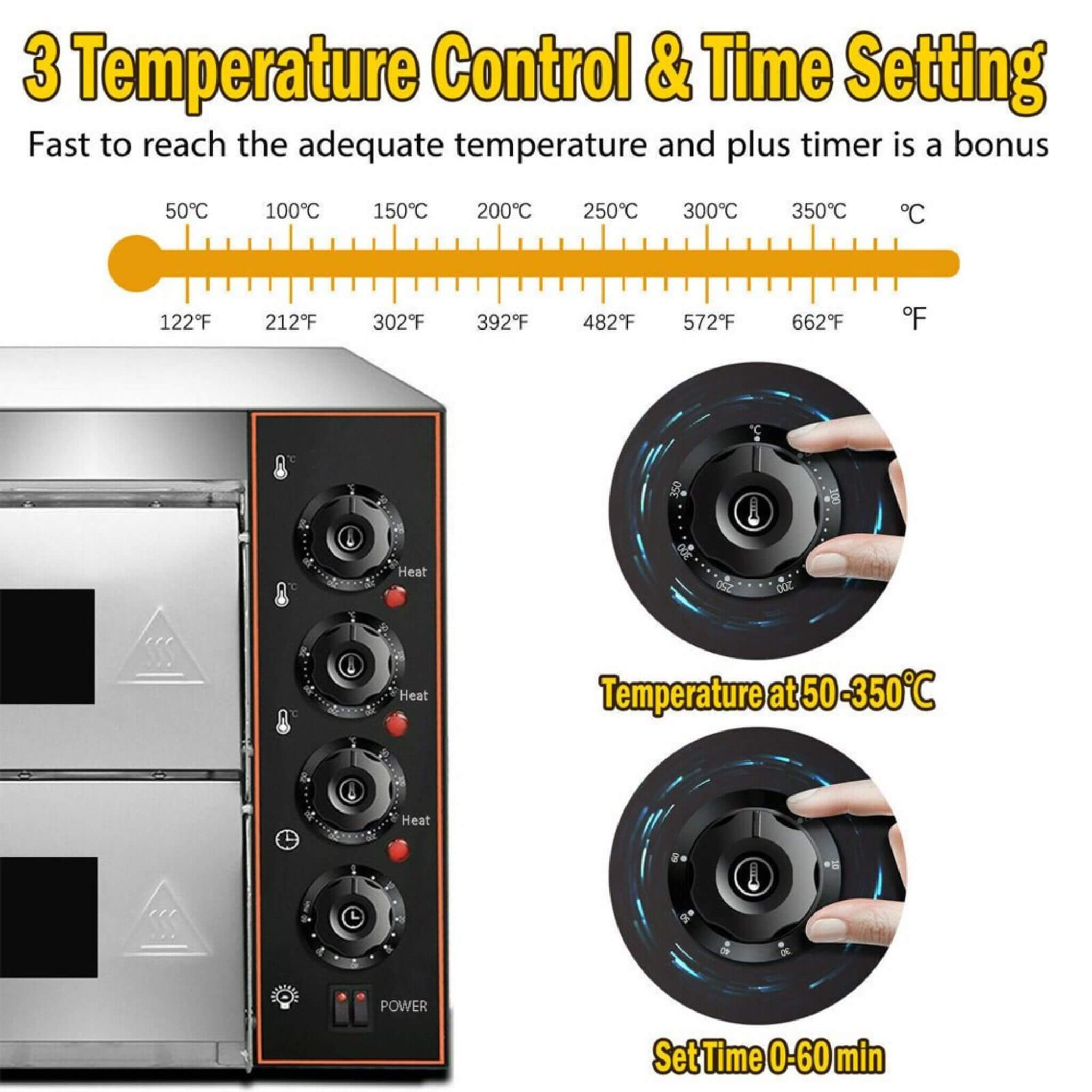 Heavy-Duty 3KW Electric Commercial Stainless Steel Double Deck Pizza Oven (SAK81427)