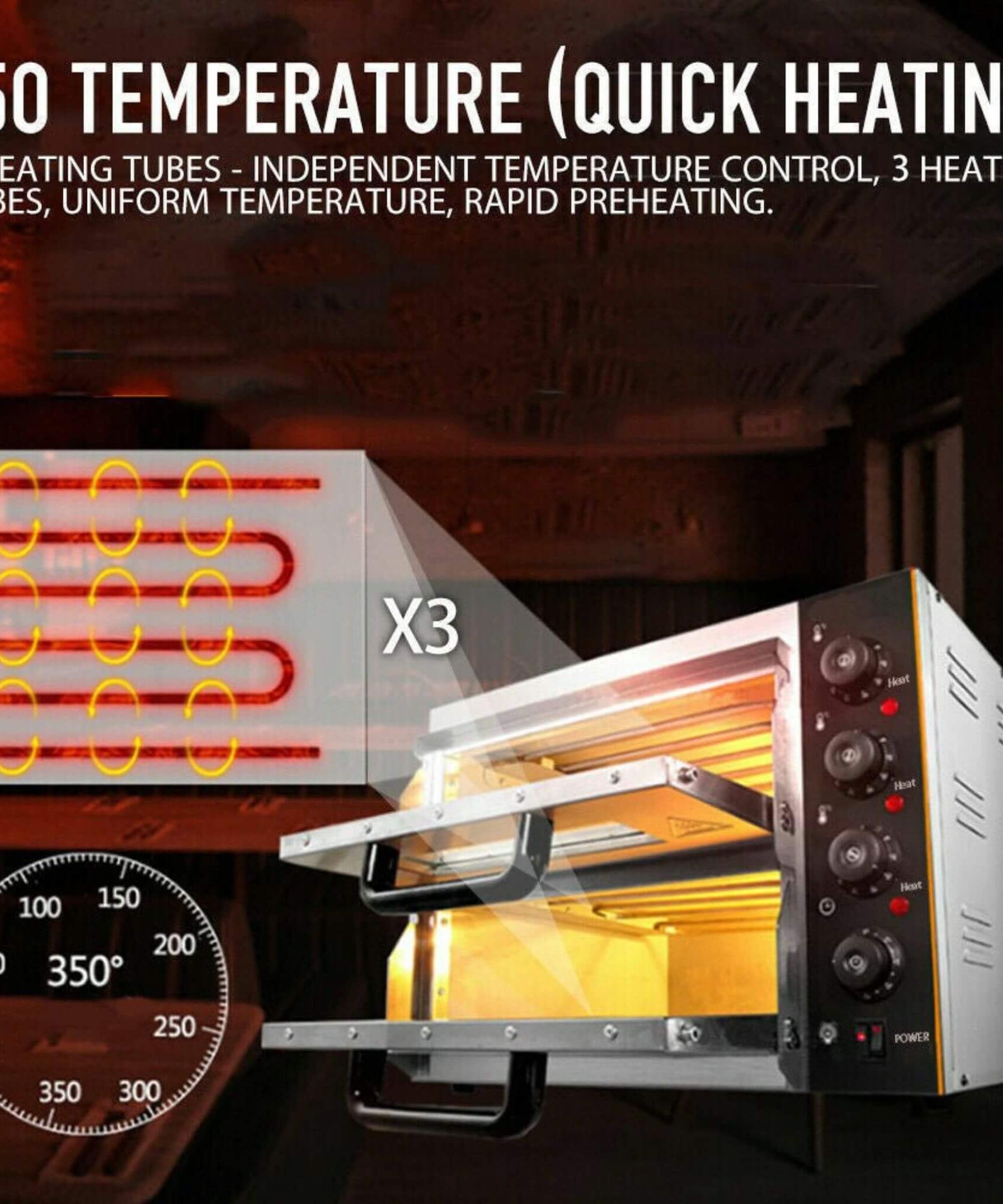 Heavy-Duty 3KW Electric Commercial Stainless Steel Double Deck Pizza Oven (SAK81427)