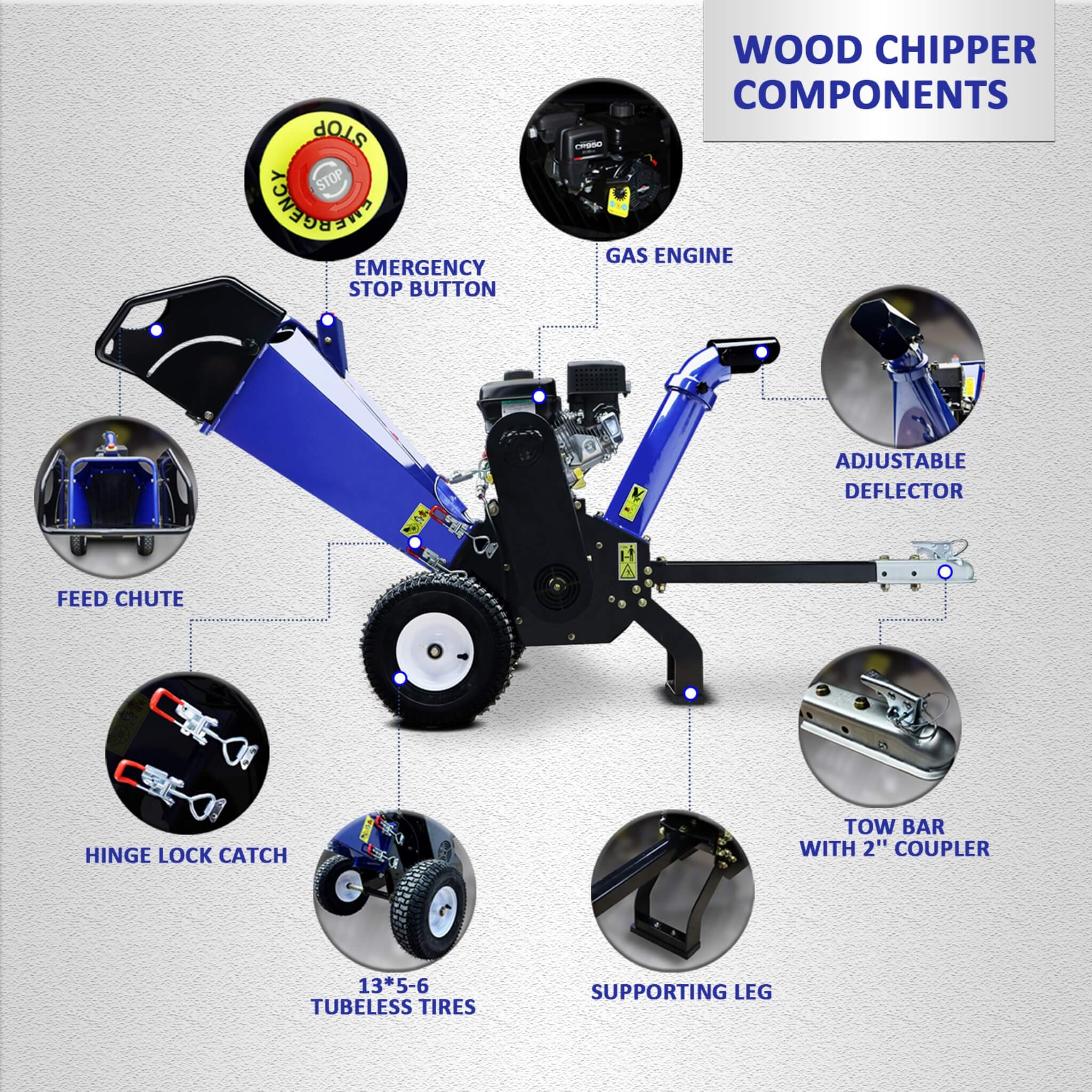 Heavy-Duty 4-Inch 208CC Gas Drum Wood Chipper Shredder With Tow Hitch (SAK47504)
