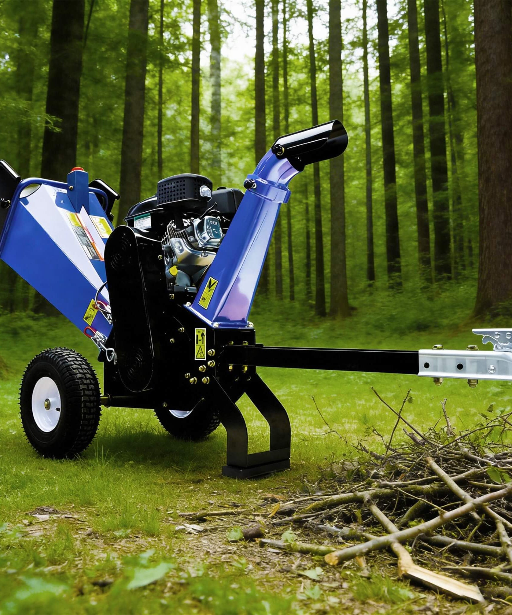 Heavy-Duty 4-Inch 208CC Gas Drum Wood Chipper Shredder With Tow Hitch (SAK47504)