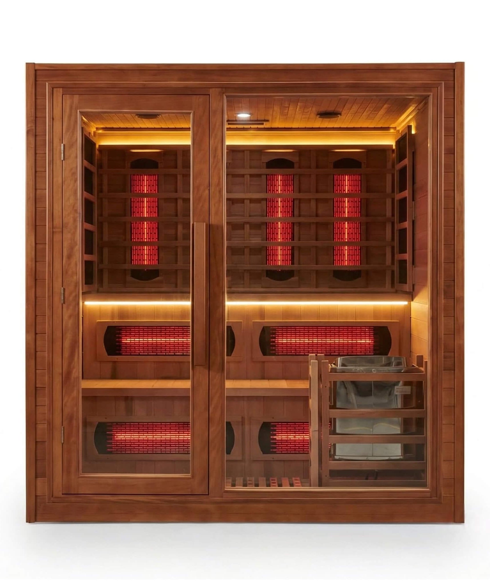 Rövia Elvaria 4-Person Indoor Canadian Red Cedar Infrared And Steam Sauna With 6KW Harvia Heater [Made-To-Order] (SAK93528)