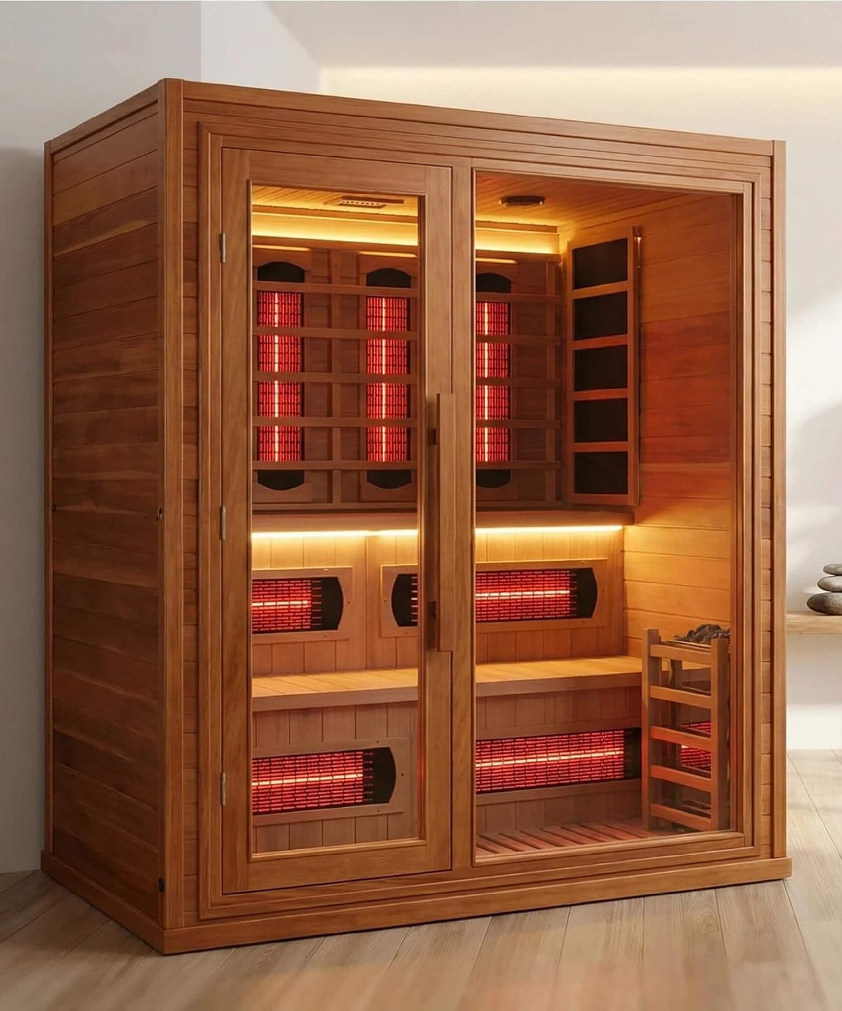 Rövia Elvaria 4-Person Indoor Canadian Red Cedar Infrared And Steam Sauna With 6KW Harvia Heater [Made-To-Order] (SAK93528)