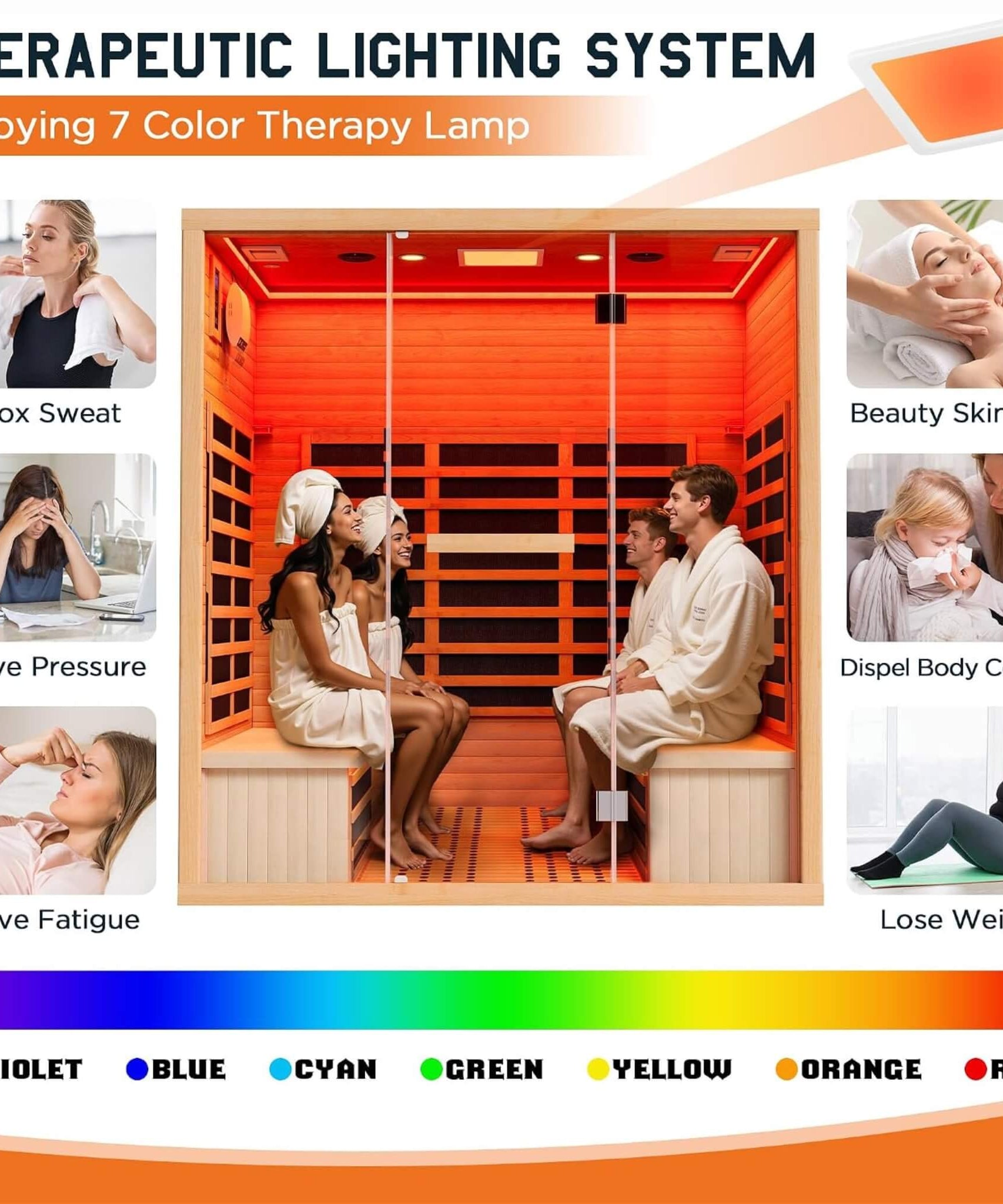 Thermora Seville 4-Person Low EMF Canadian Hemlock Infrared Sauna With Bluetooth (SAK29571)
