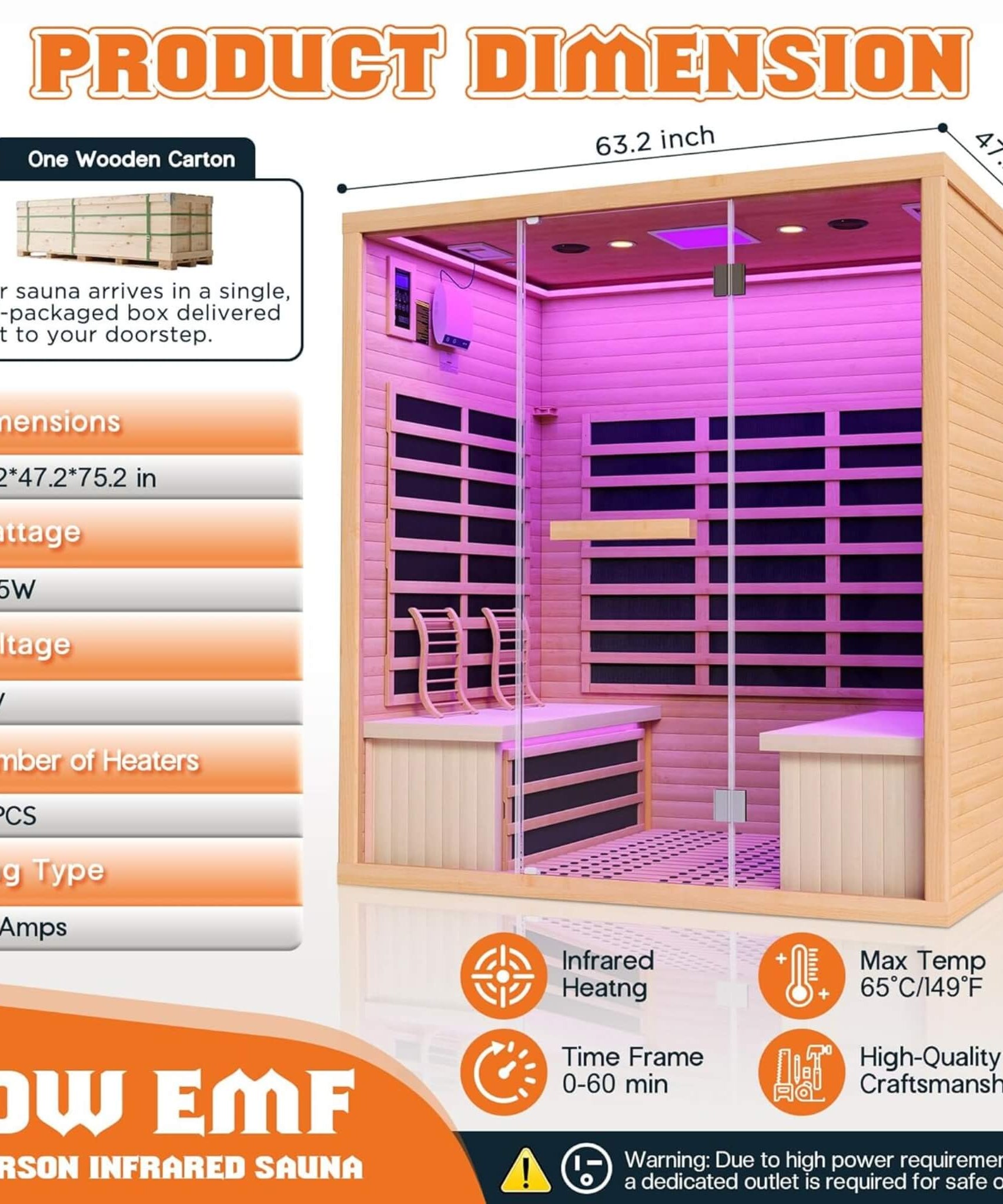 Thermora Seville 4-Person Low EMF Canadian Hemlock Infrared Sauna With Bluetooth (SAK29571)