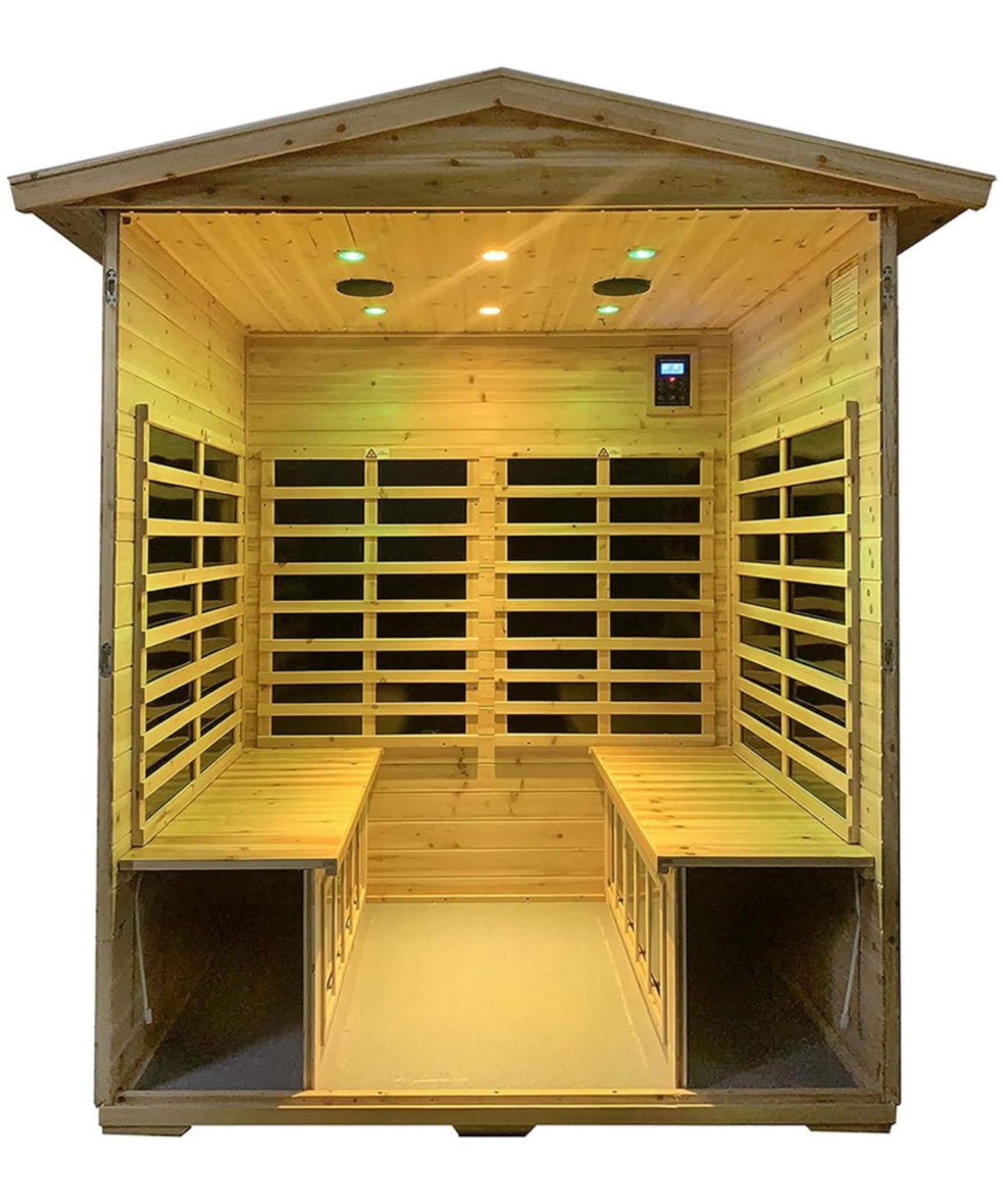 Thermora Deluxe 4-Person Outdoor Infrared Hemlock Sauna With Bluetooth Speakers & LED Lighting (SAK96371)