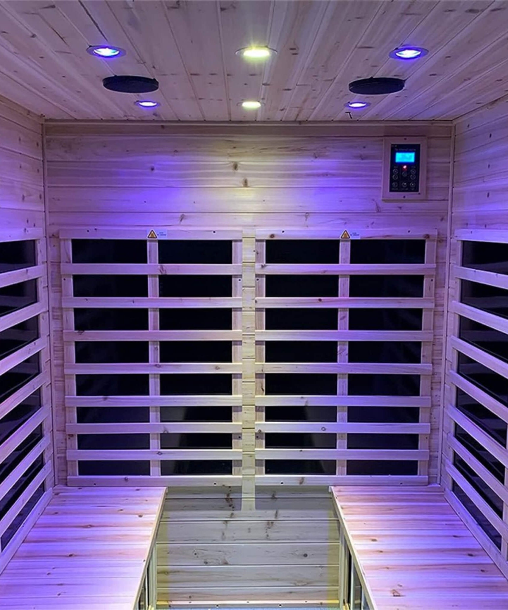 Thermora Deluxe 4-Person Outdoor Infrared Hemlock Sauna With Bluetooth Speakers & LED Lighting (SAK96371)