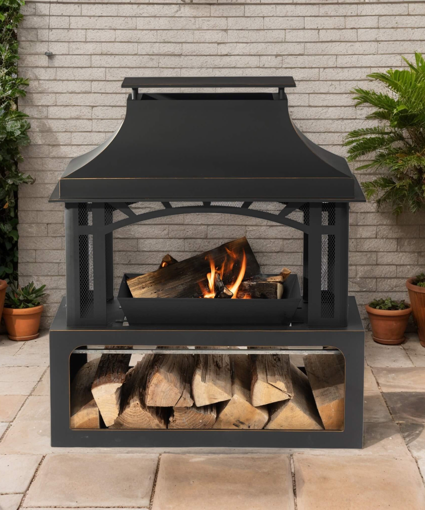 Alora 40-Inch Outdoor Steel Wood-Burning Backyard Fireplace Fire Pit (SAK45758)