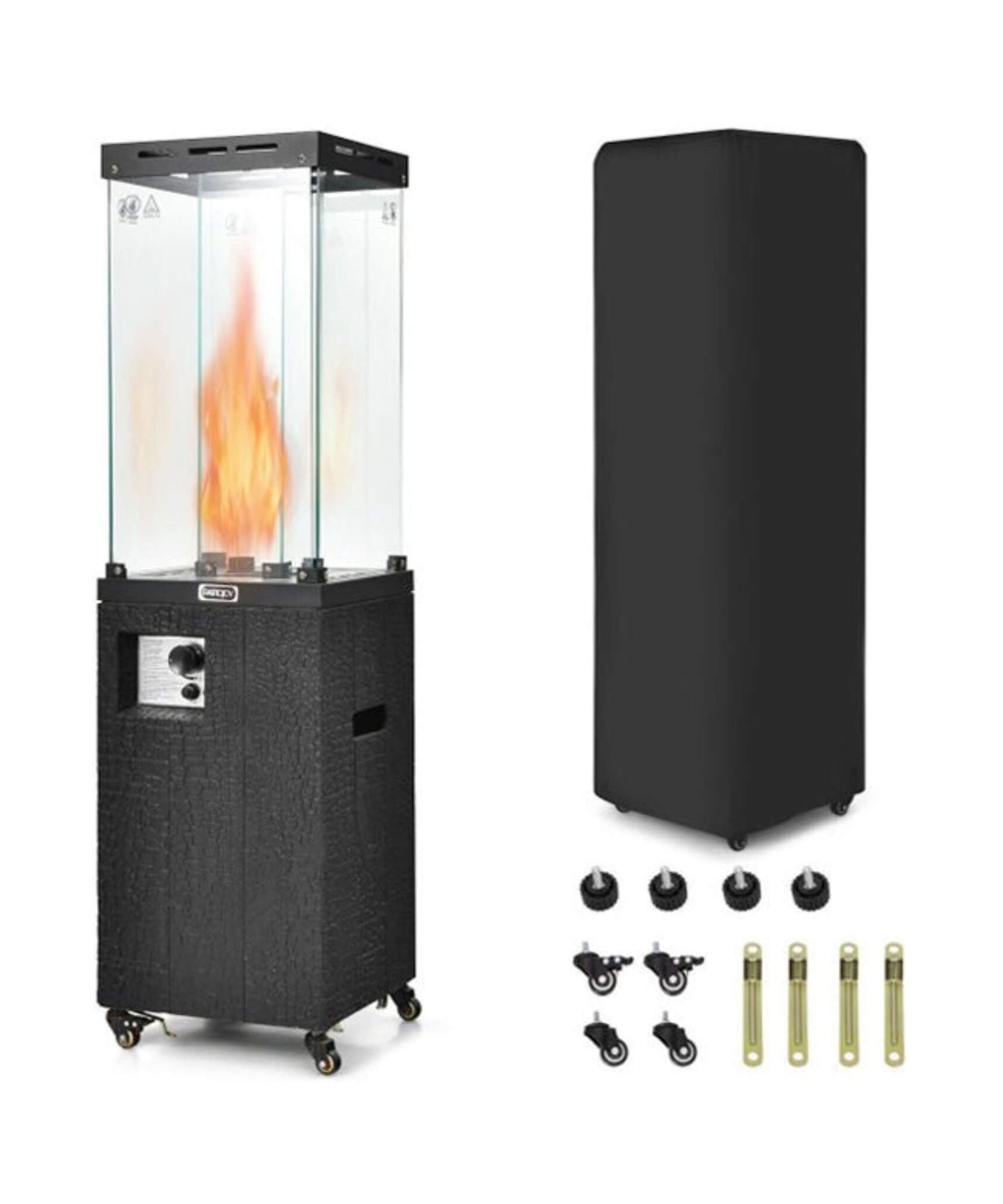 41K BTU Outdoor Propane Gas Patio Heater W/ Lockable Wheels (SAK98052)