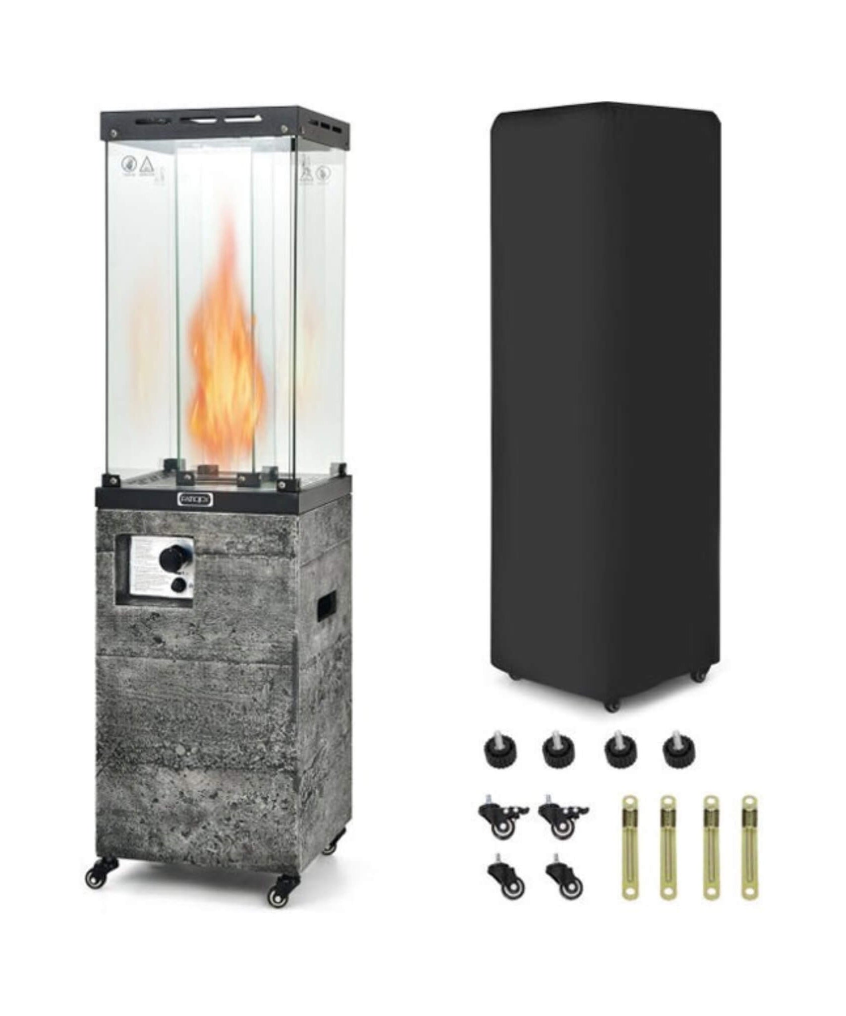 41K BTU Outdoor Propane Gas Patio Heater W/ Lockable Wheels (SAK98052)