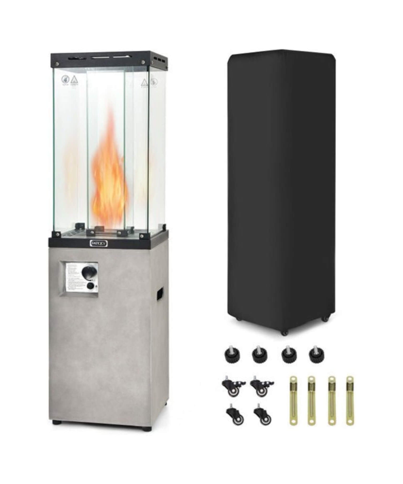 41K BTU Outdoor Propane Gas Patio Heater W/ Lockable Wheels (SAK98052)