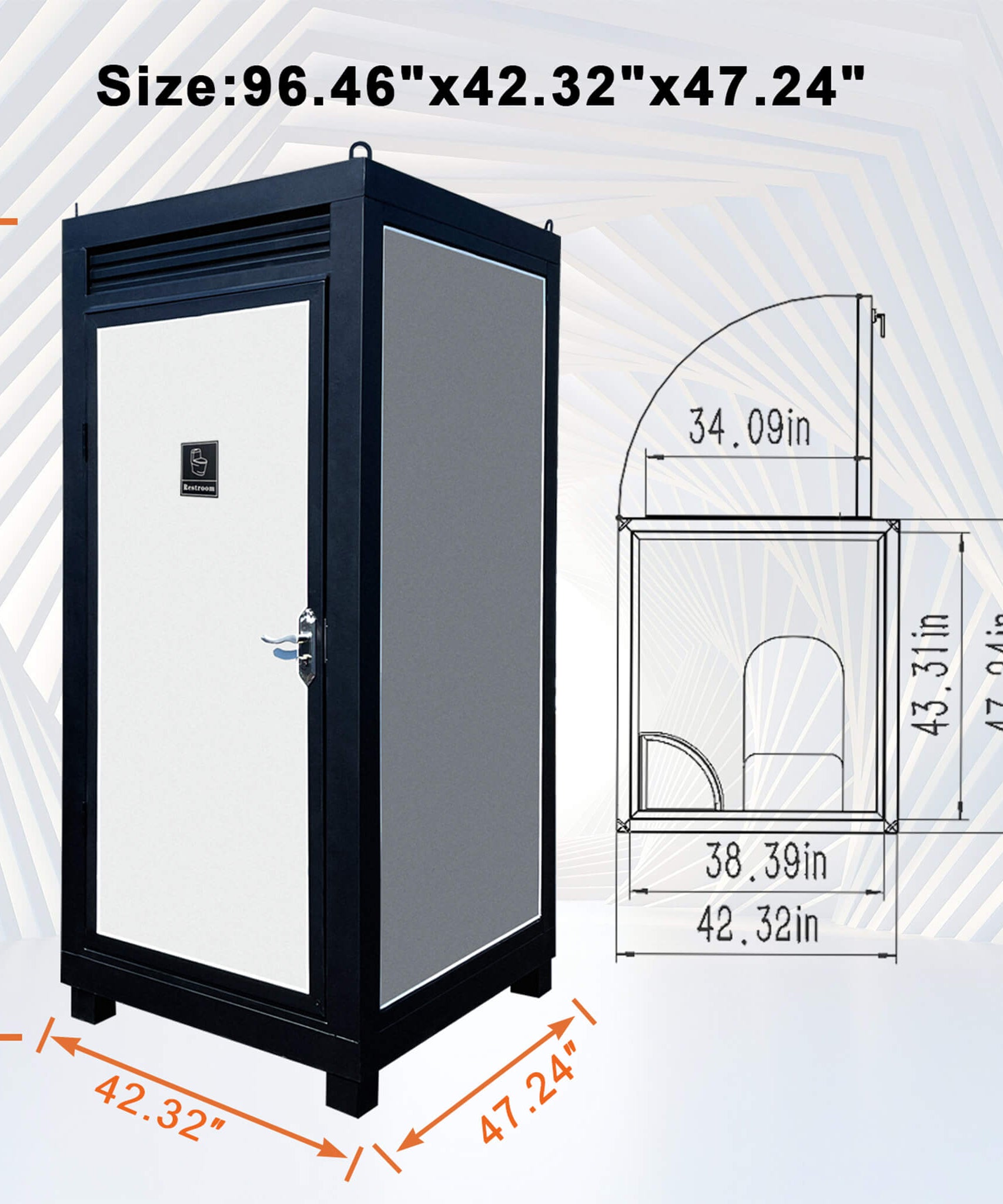 42-Inch One-Person Portable Outdoor Toilet Cabin With Light, Sink And Vent Fan (SAK45672)