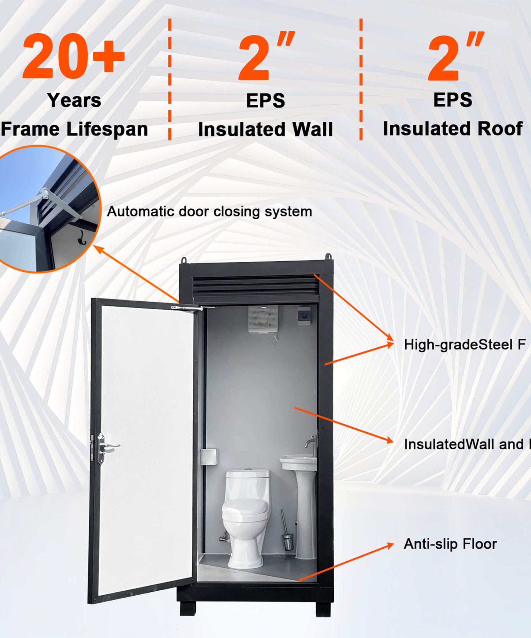 42-Inch One-Person Portable Outdoor Toilet Cabin With Light, Sink And Vent Fan (SAK45672)