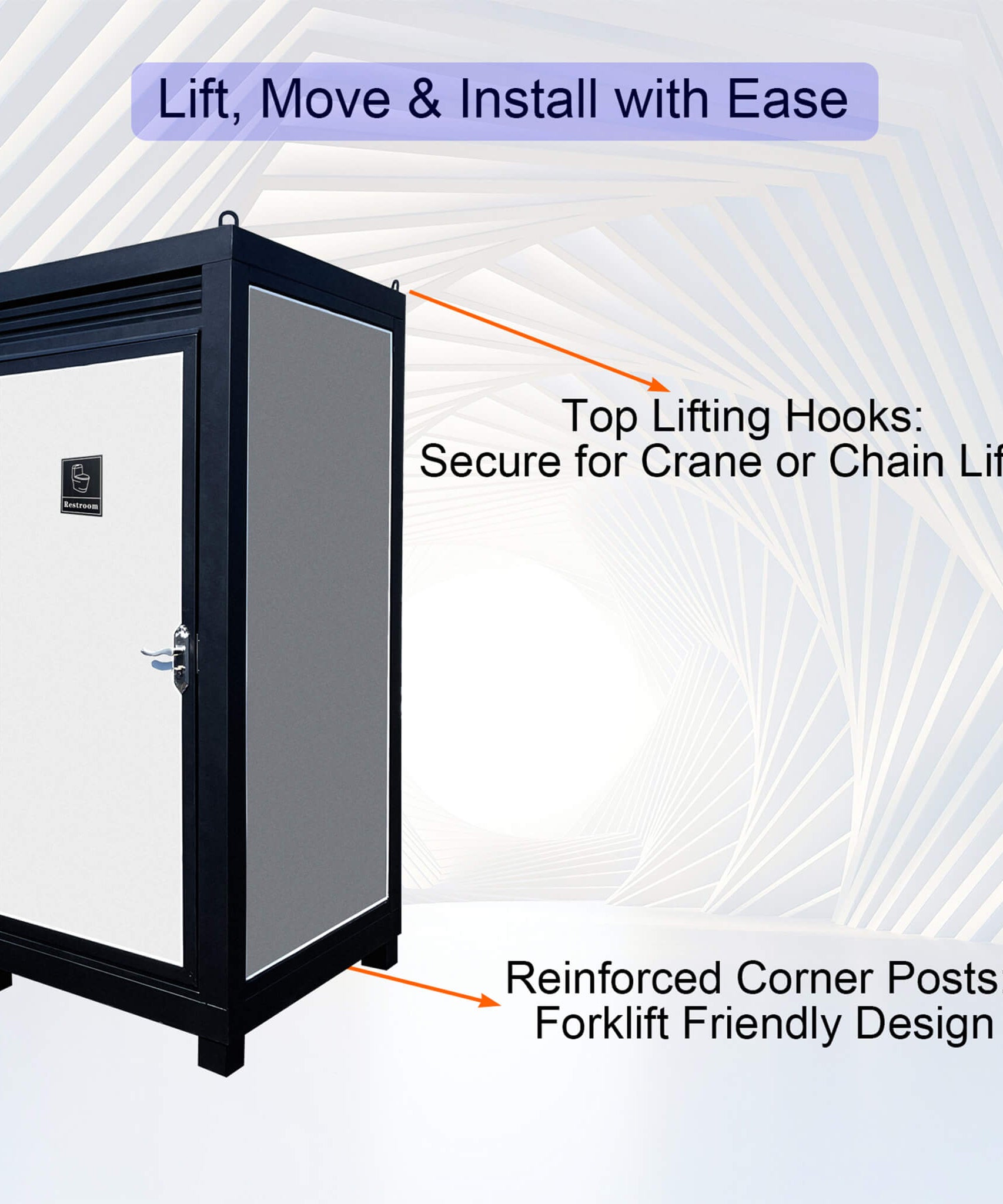 42-Inch One-Person Portable Outdoor Toilet Cabin With Light, Sink And Vent Fan (SAK45672)