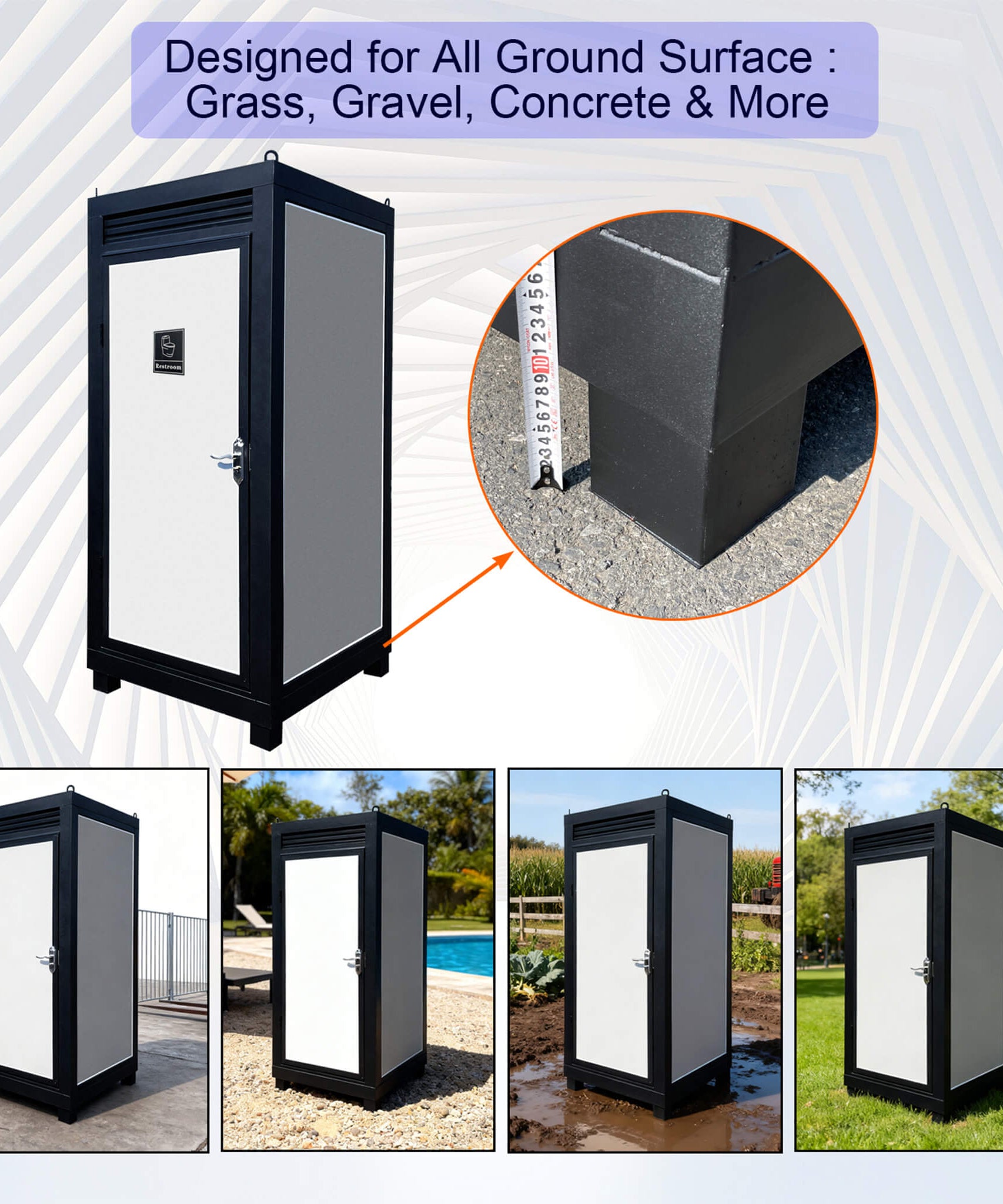 42-Inch One-Person Portable Outdoor Toilet Cabin With Light, Sink And Vent Fan (SAK45672)