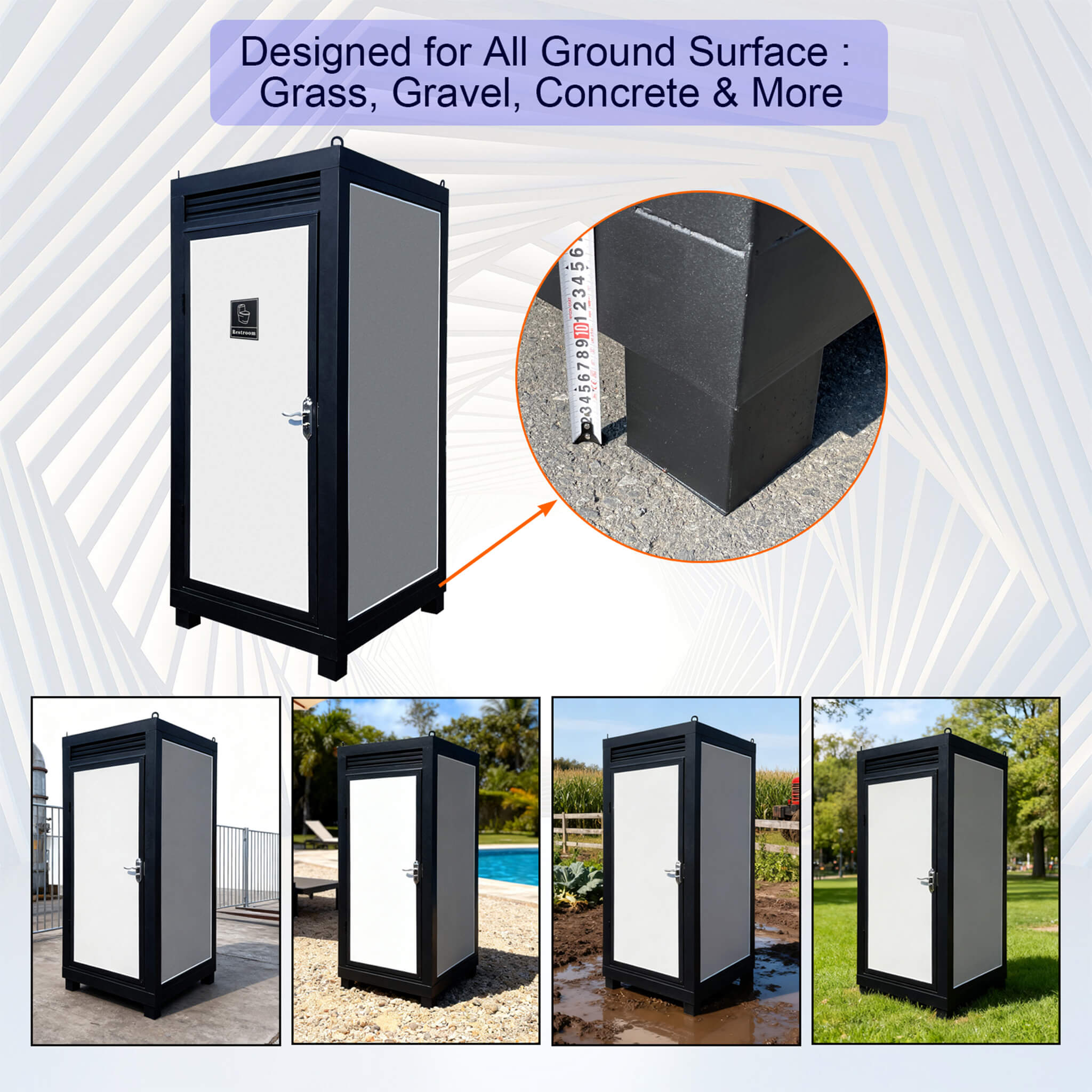 42-Inch One-Person Portable Outdoor Toilet Cabin With Light, Sink And Vent Fan (SAK45672)