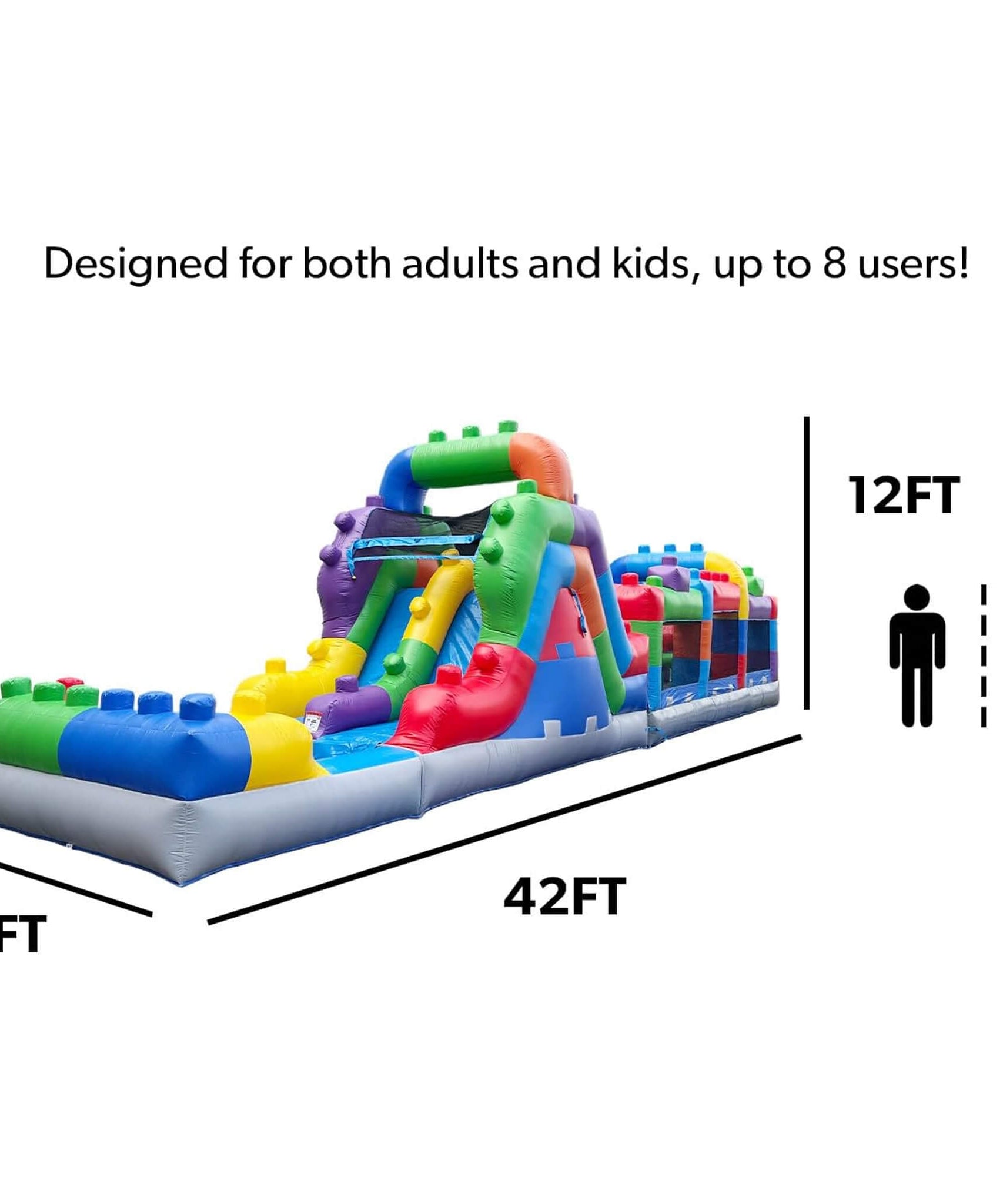 42FT Commercial Inflatable Obstacle Course With Dual Water Slide (SAK31587)