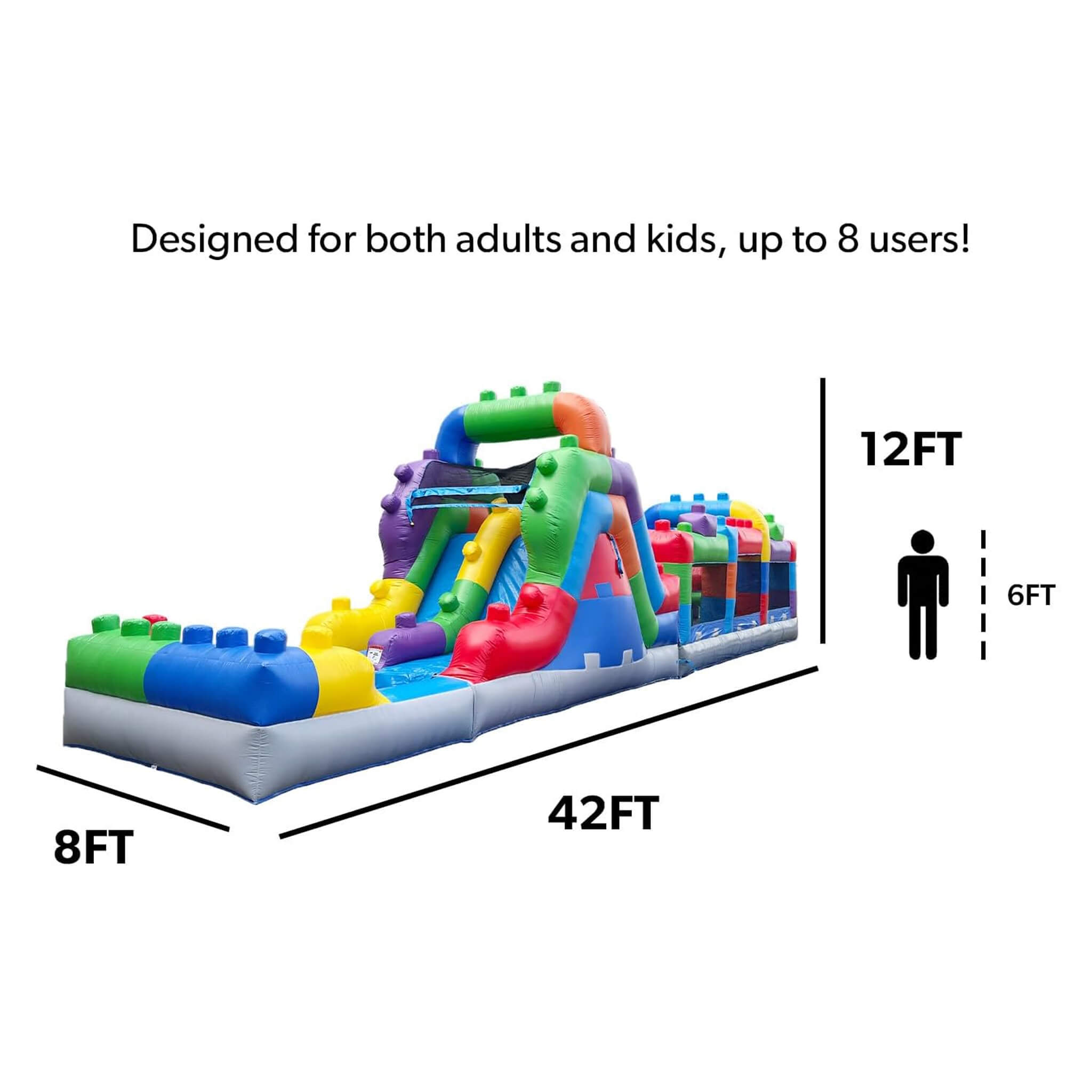 42FT Commercial Inflatable Obstacle Course With Dual Water Slide (SAK31587)
